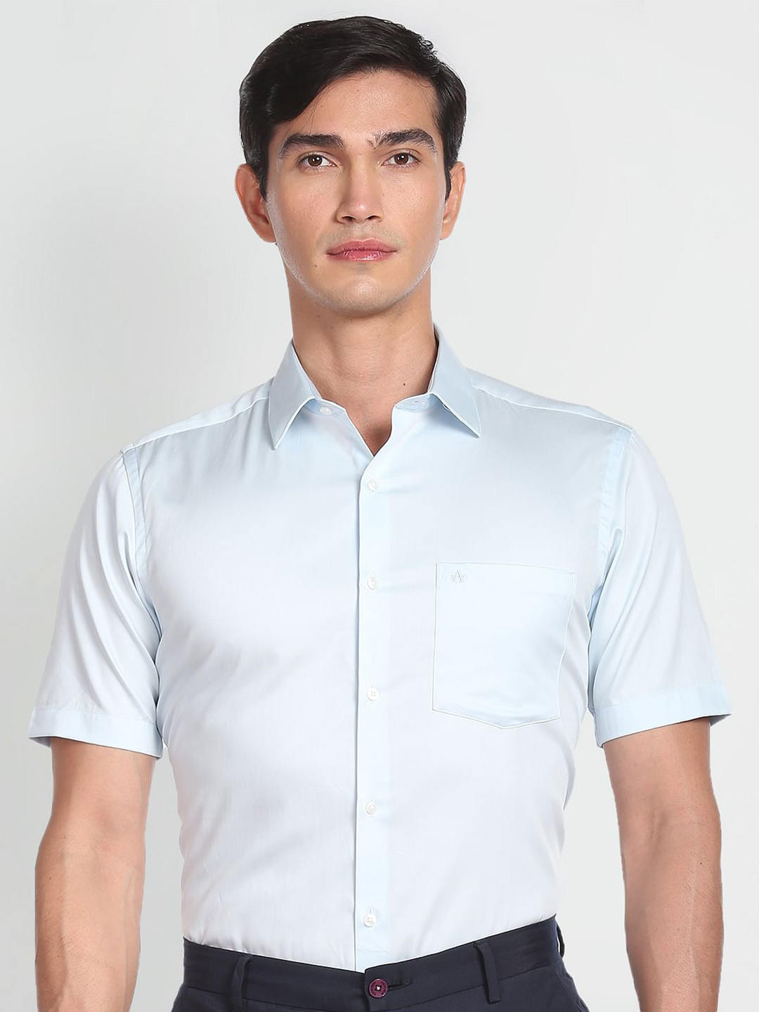

Arrow Short Sleeve Opaque Pure Cotton Formal Shirt, Blue