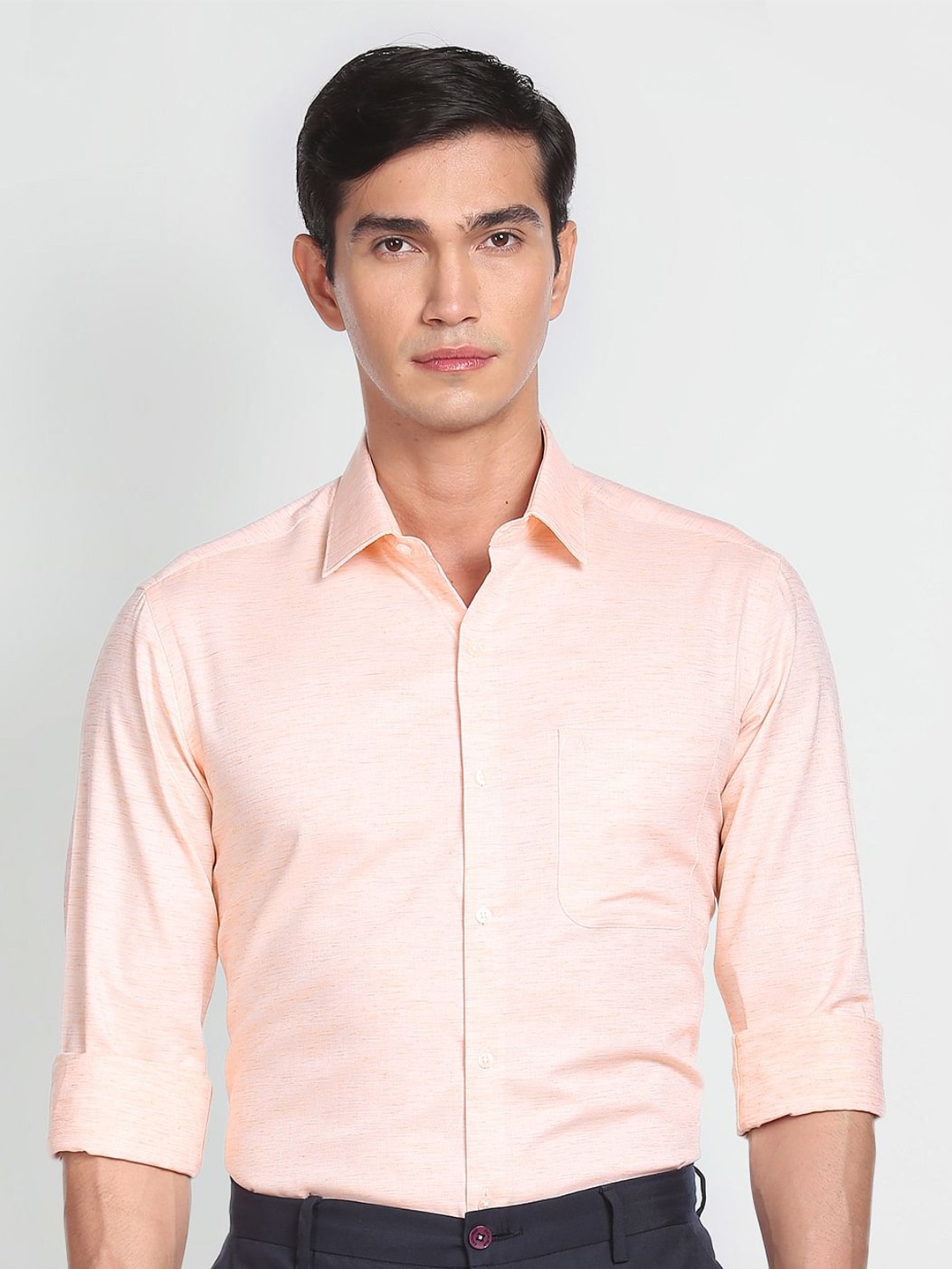 

Arrow Slim Fit Heathered Opaque Formal Shirt, Orange