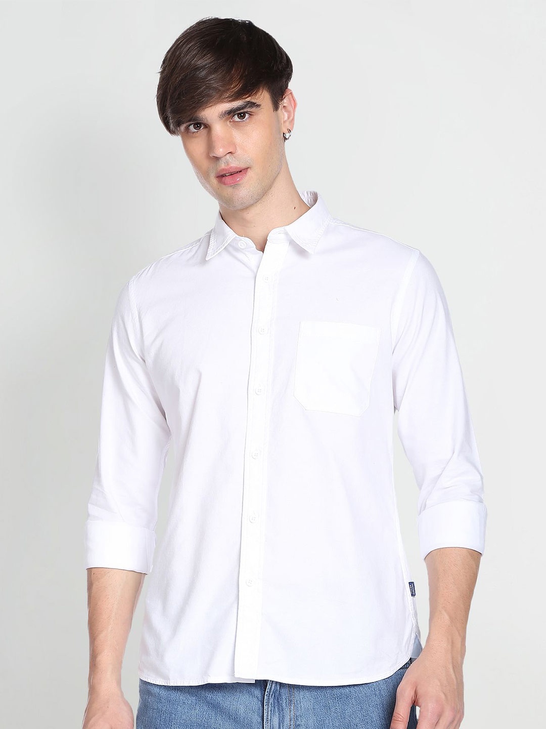 

Flying Machine Long Sleeves Pure Cotton Casual Shirt, White