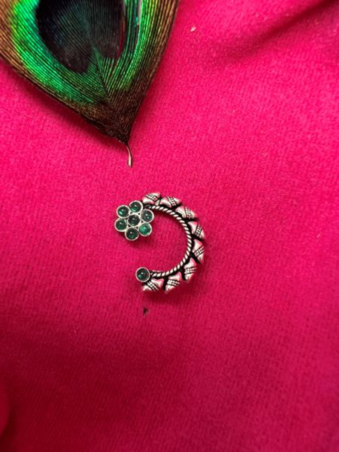 

Arte Jewels Silver-Plated Floral Stone Studded Nath