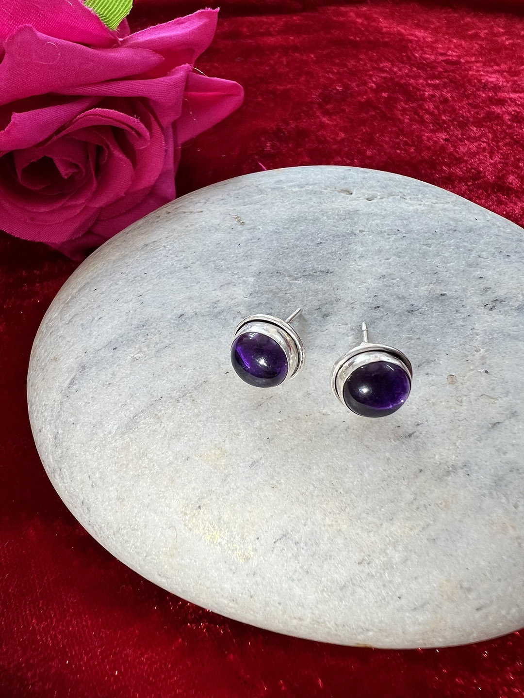 

Arte Jewels 92.5 Sterling Silver Stone Studded Circular Studs Earrings