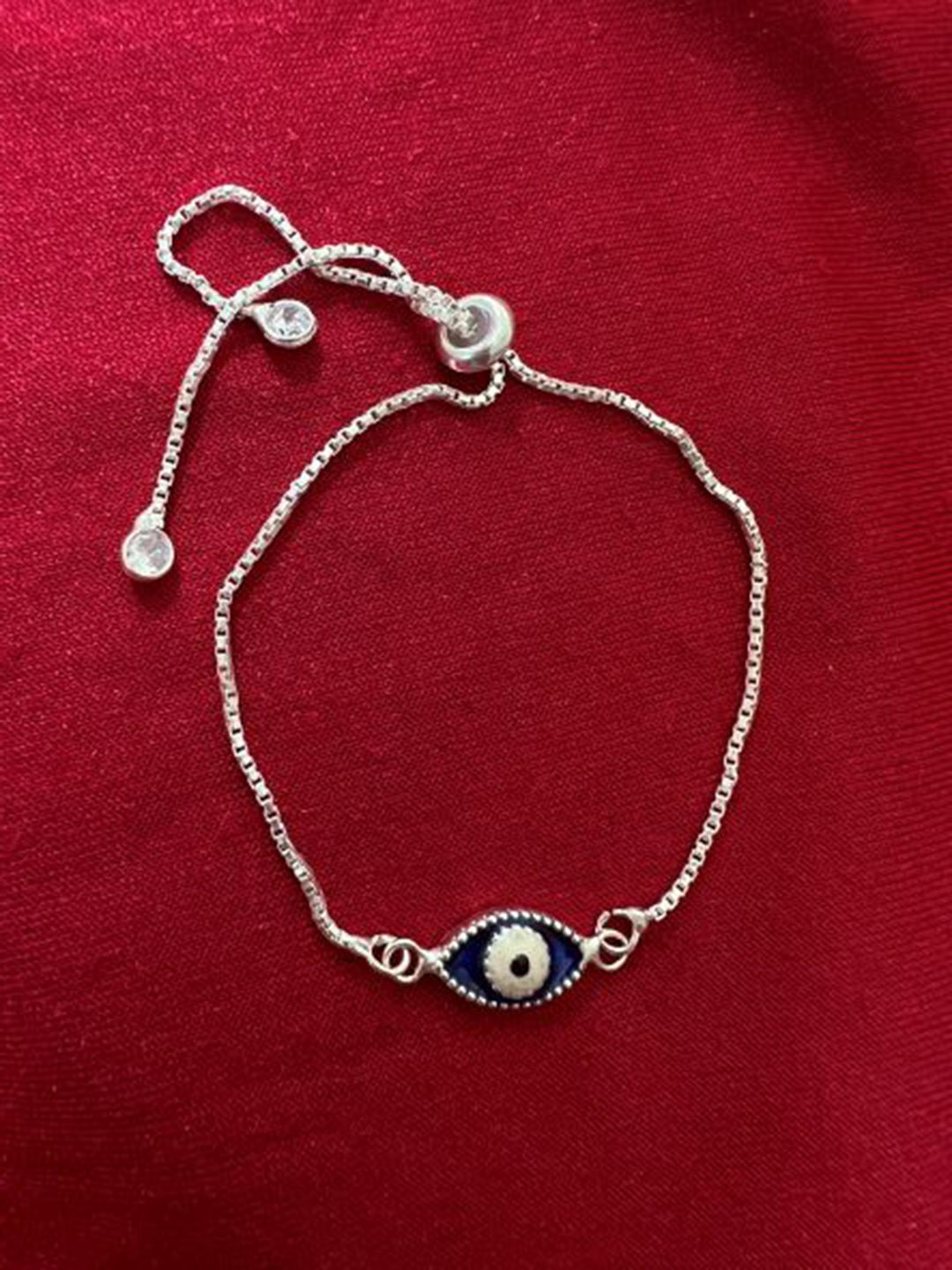 

Arte Jewels 925 Sterling Silver Evil Eye Adujstable Bracelet