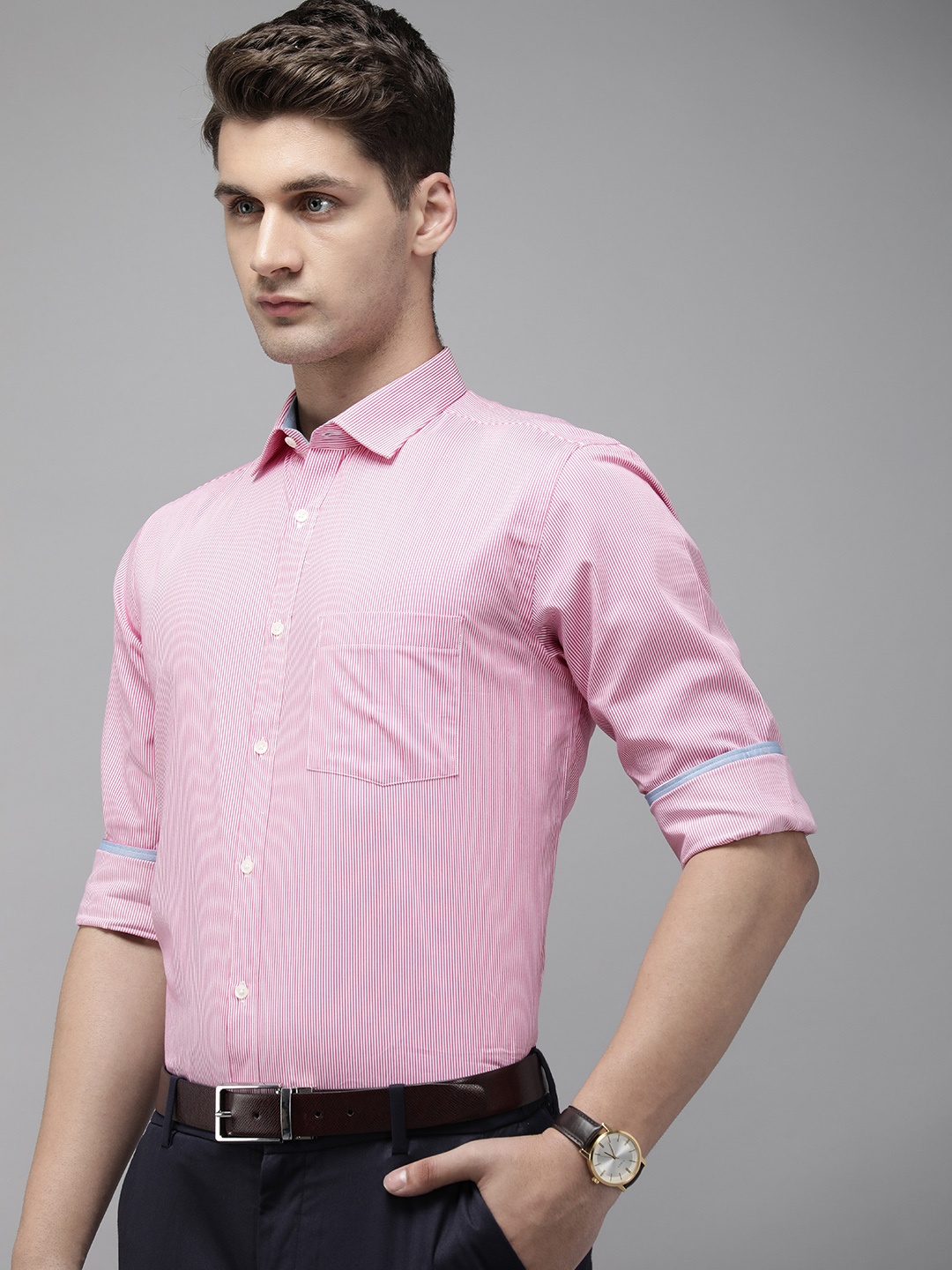 

Park Avenue Men Pure Cotton Striped Formal Shirt, White