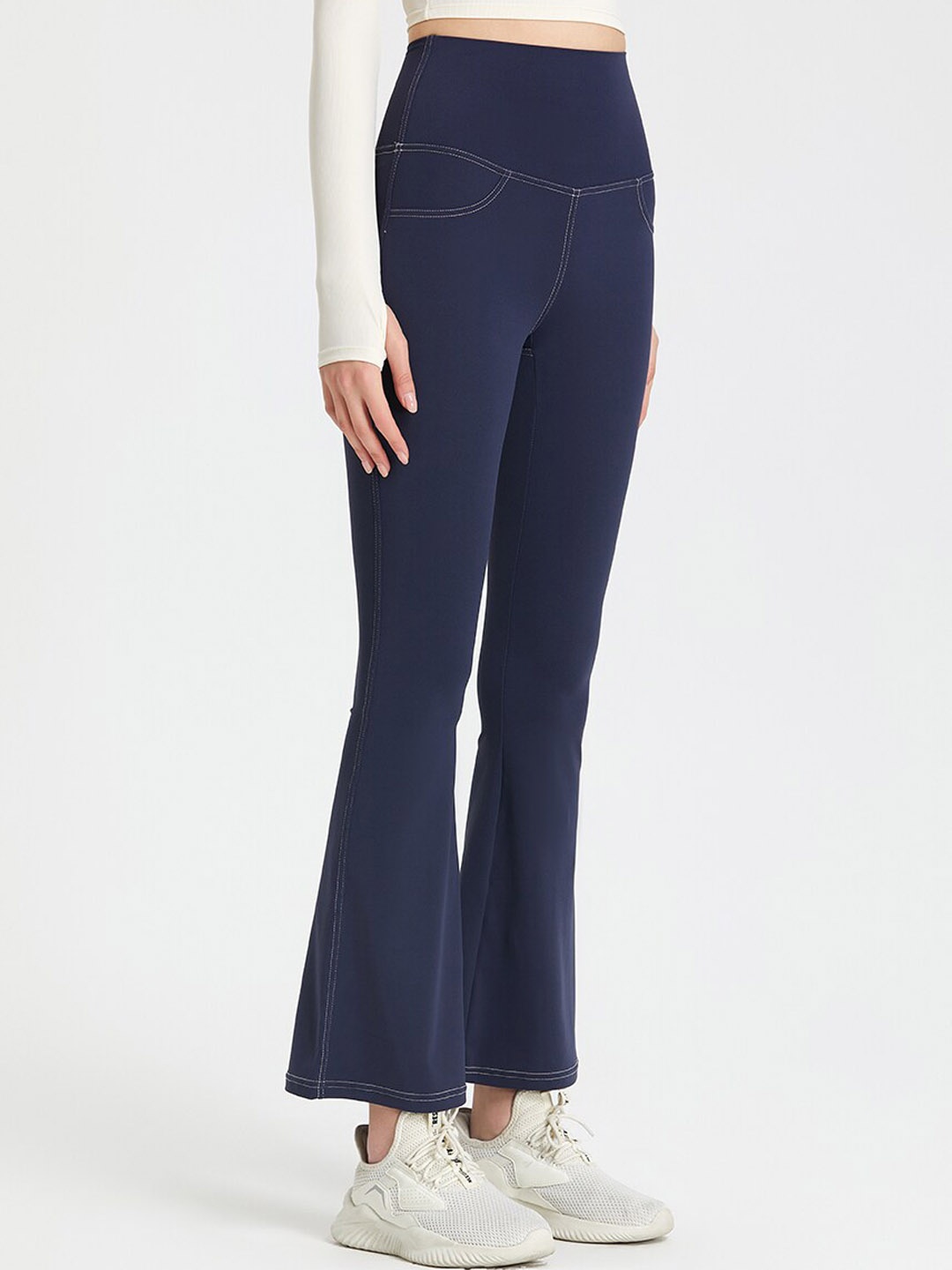 

JC Collection Women Ankle Length High Rise Training & Gym Bootcut Track Pants, Navy blue