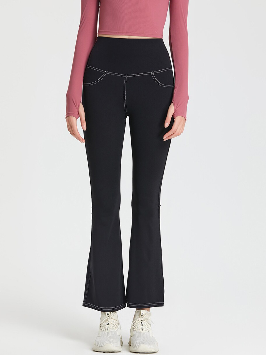 

JC Collection Women Ankle Length High Rise Training & Gym Bootcut Track Pants, Black