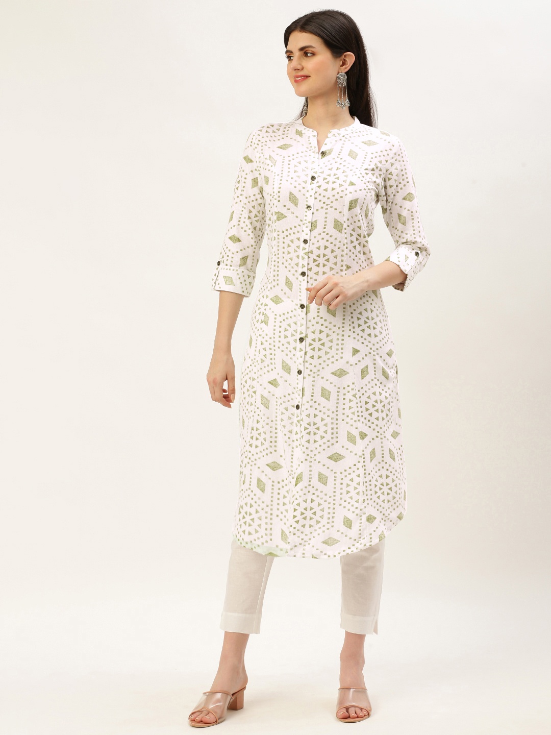 

AMUKTI Geometric Printed Kurta, White