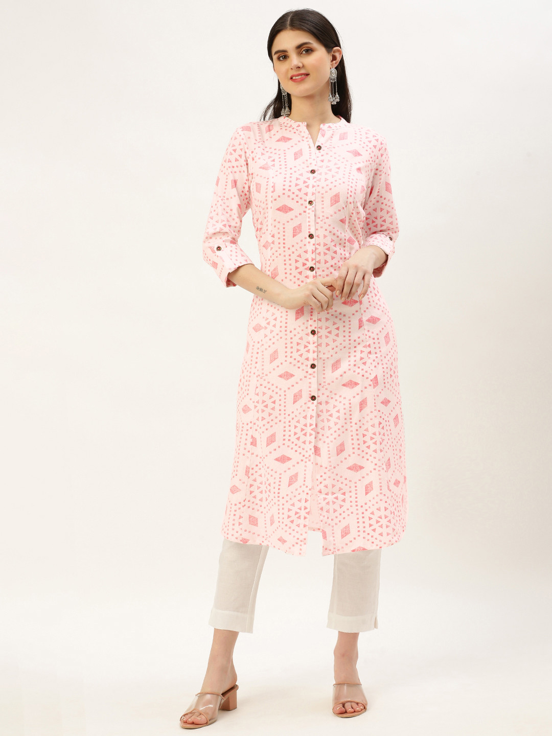 

AMUKTI Geometric Printed Kurta, White