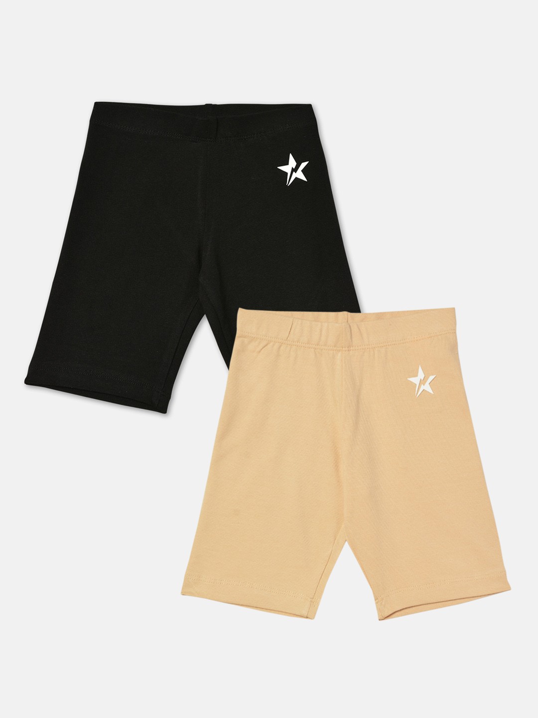 

R&B Girls Pack Of 2 Cotton Sports Shorts, Beige