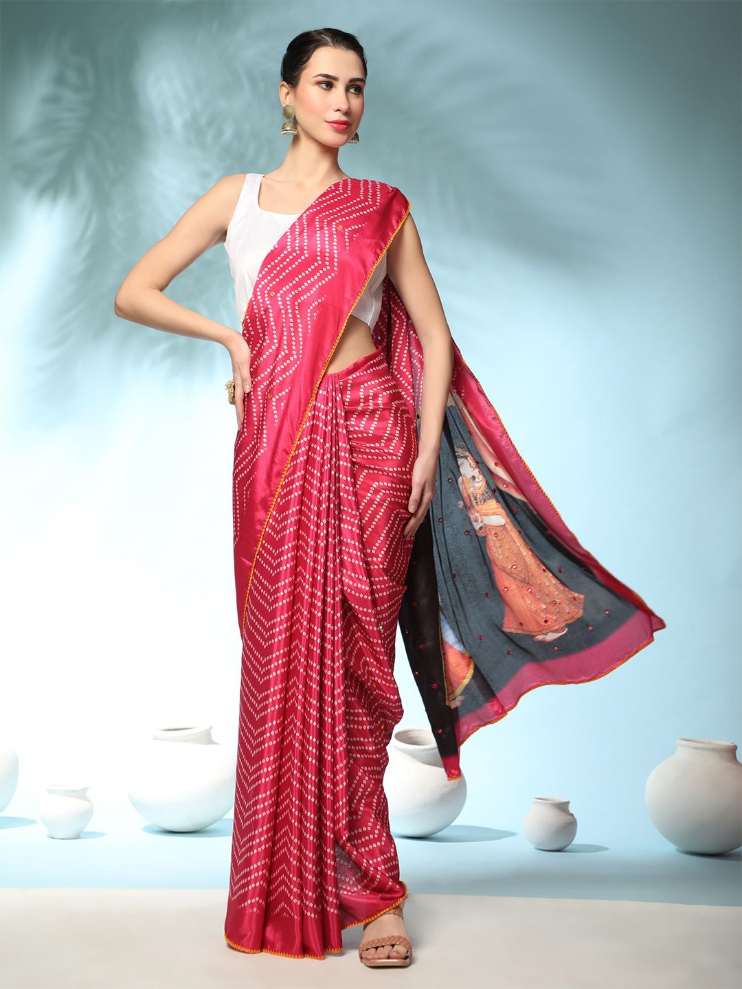 

Vastrasky Global Bandhani Pure Georgette Saree, Red