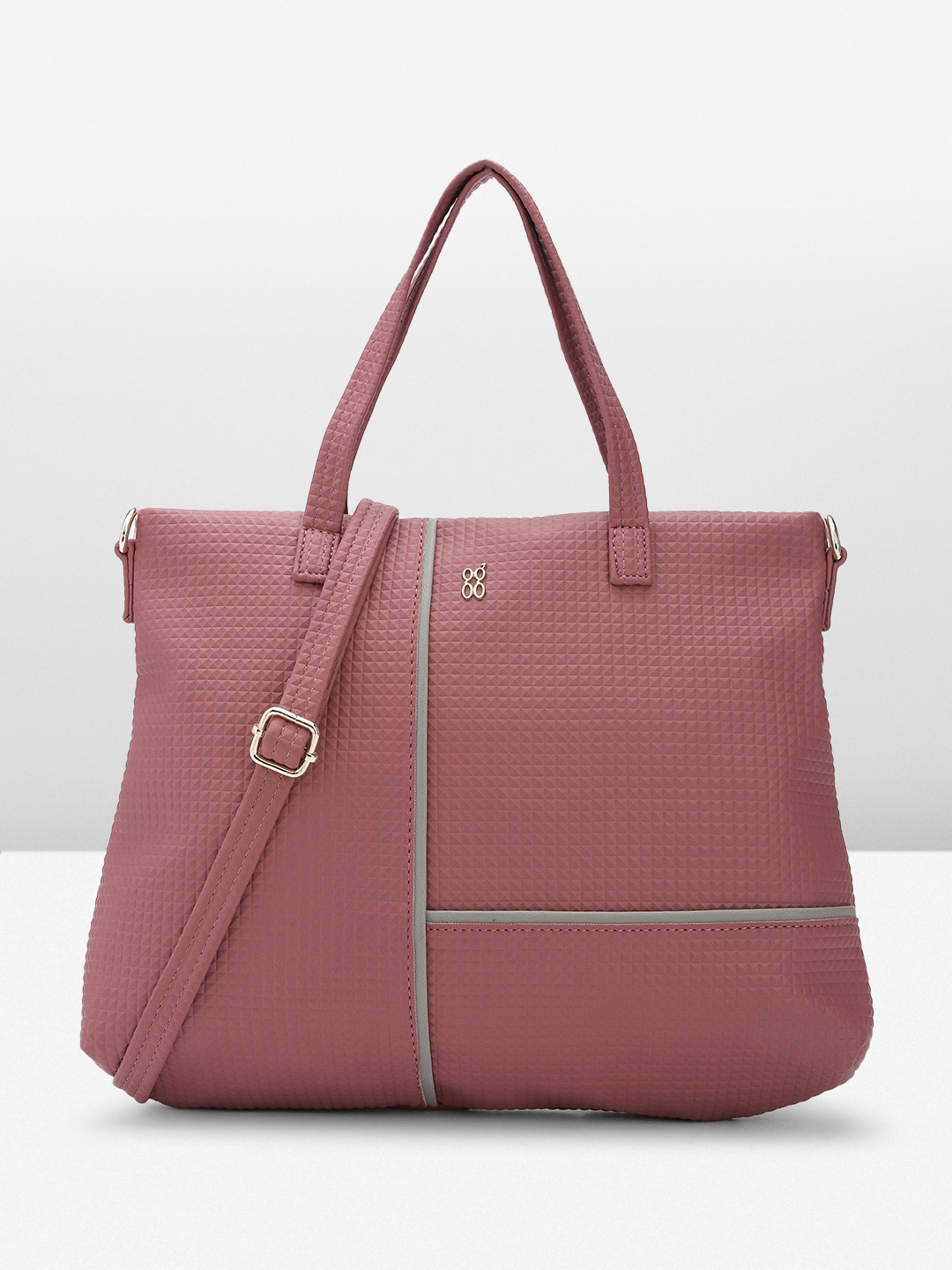 

Baggit Geometric Textured Structured Handheld Bag, Rose