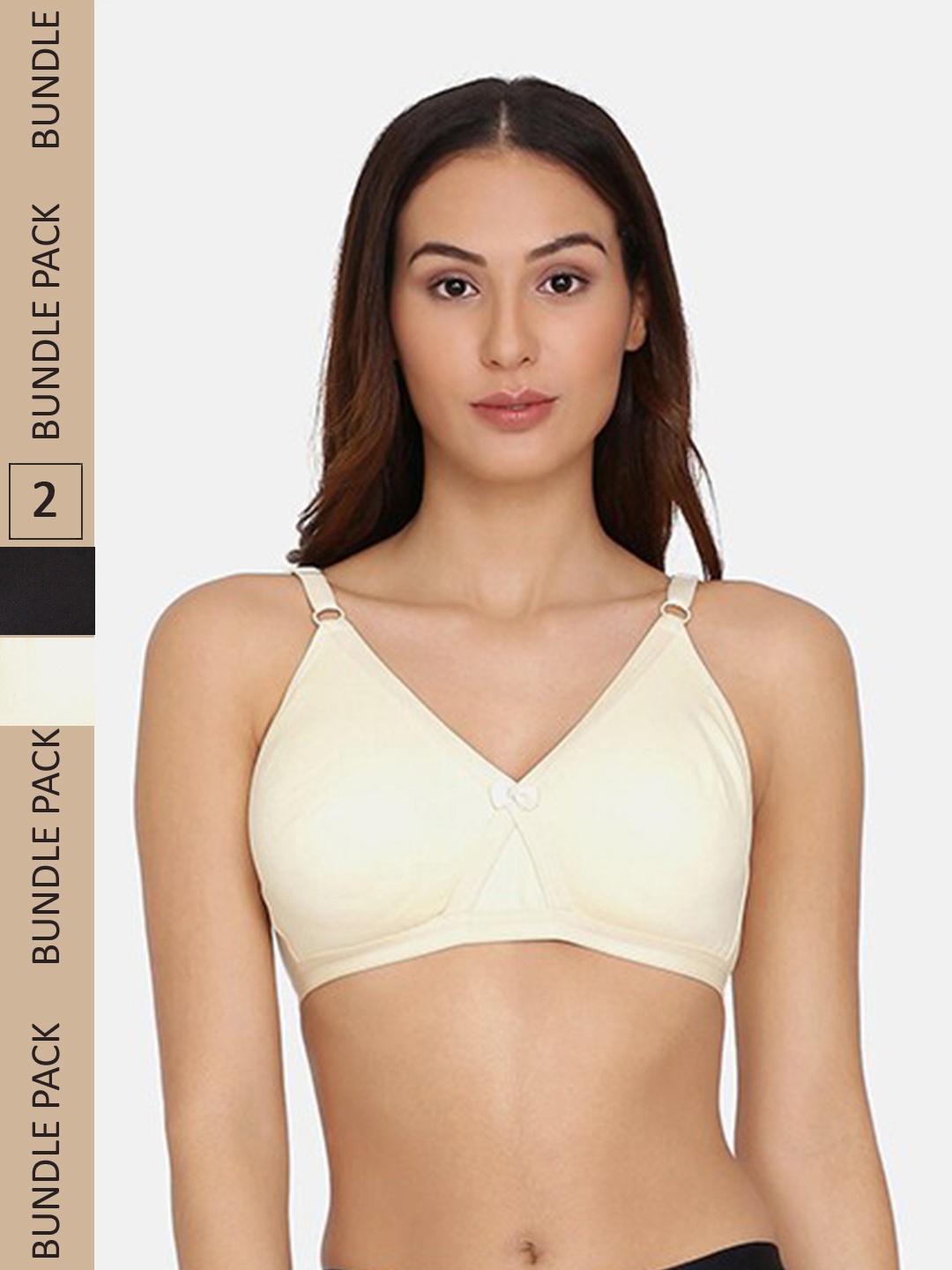 

Da Intimo Pack Of 2 Non-Padded Non-Wired All Day Comfort Cotton Minimizer Bra, Beige