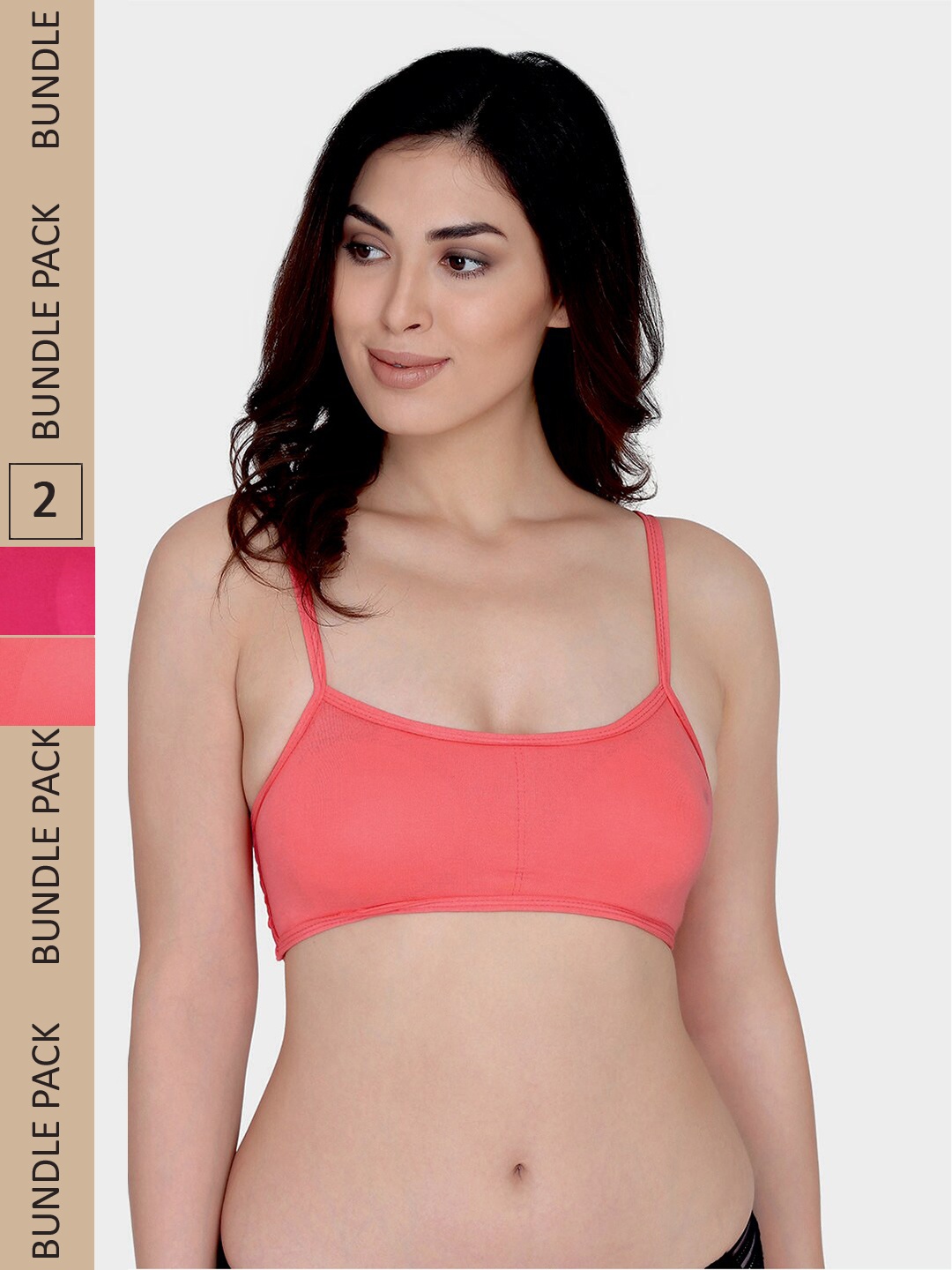 

Da Intimo Pack Of 2 Lightly Padded Non-Wired All Day Comfort Bralette Bra, Orange