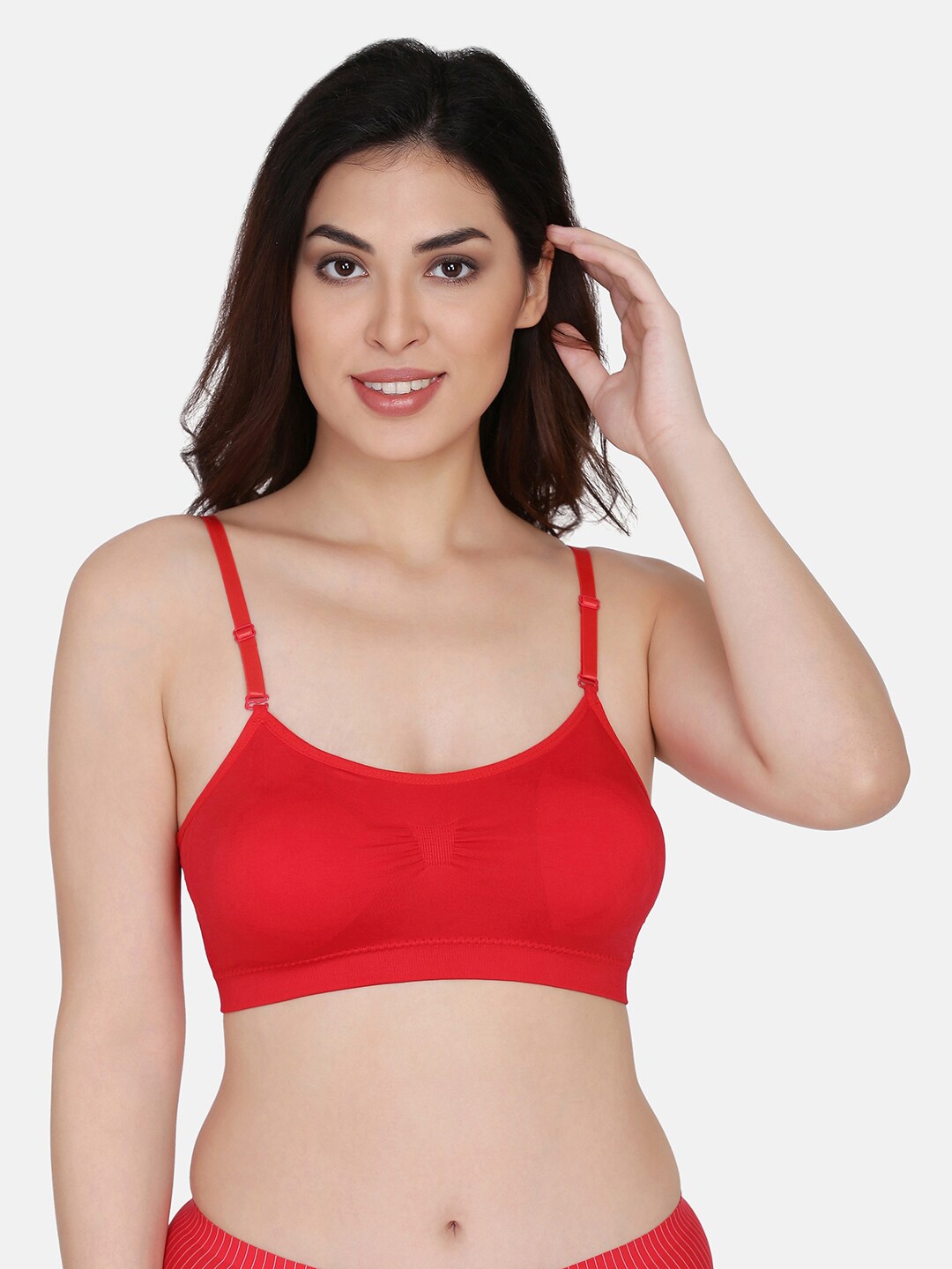 

Da Intimo Lightly Padded Non-Wired All Day Comfort Seamless Bralette Bra, Red
