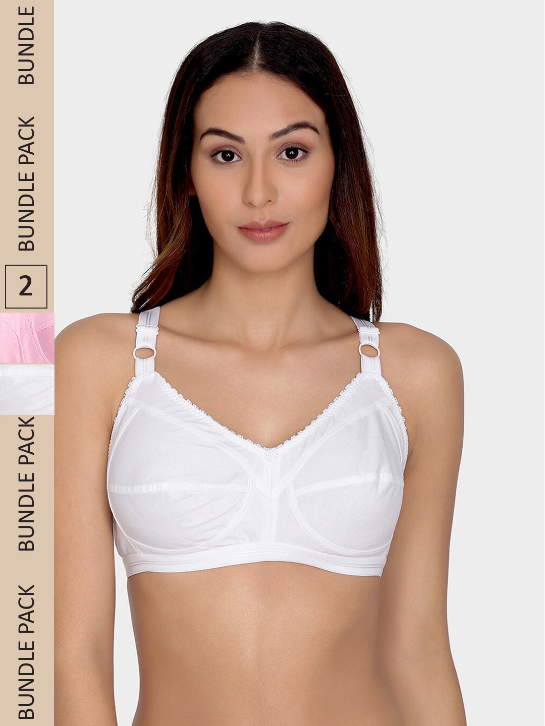 

Da Intimo Pack Of 2 Full Coverage Underwired Non Padded Cotton Everyday Bra, White