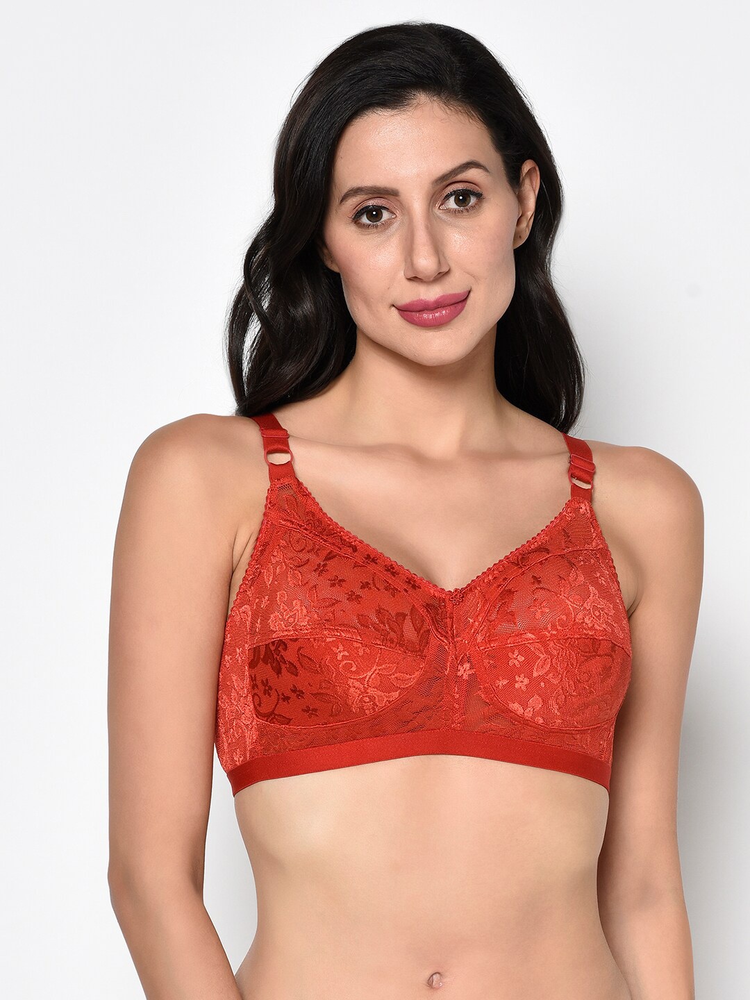 

Da Intimo Floral Non Underwired Full Coverage Bra, Orange