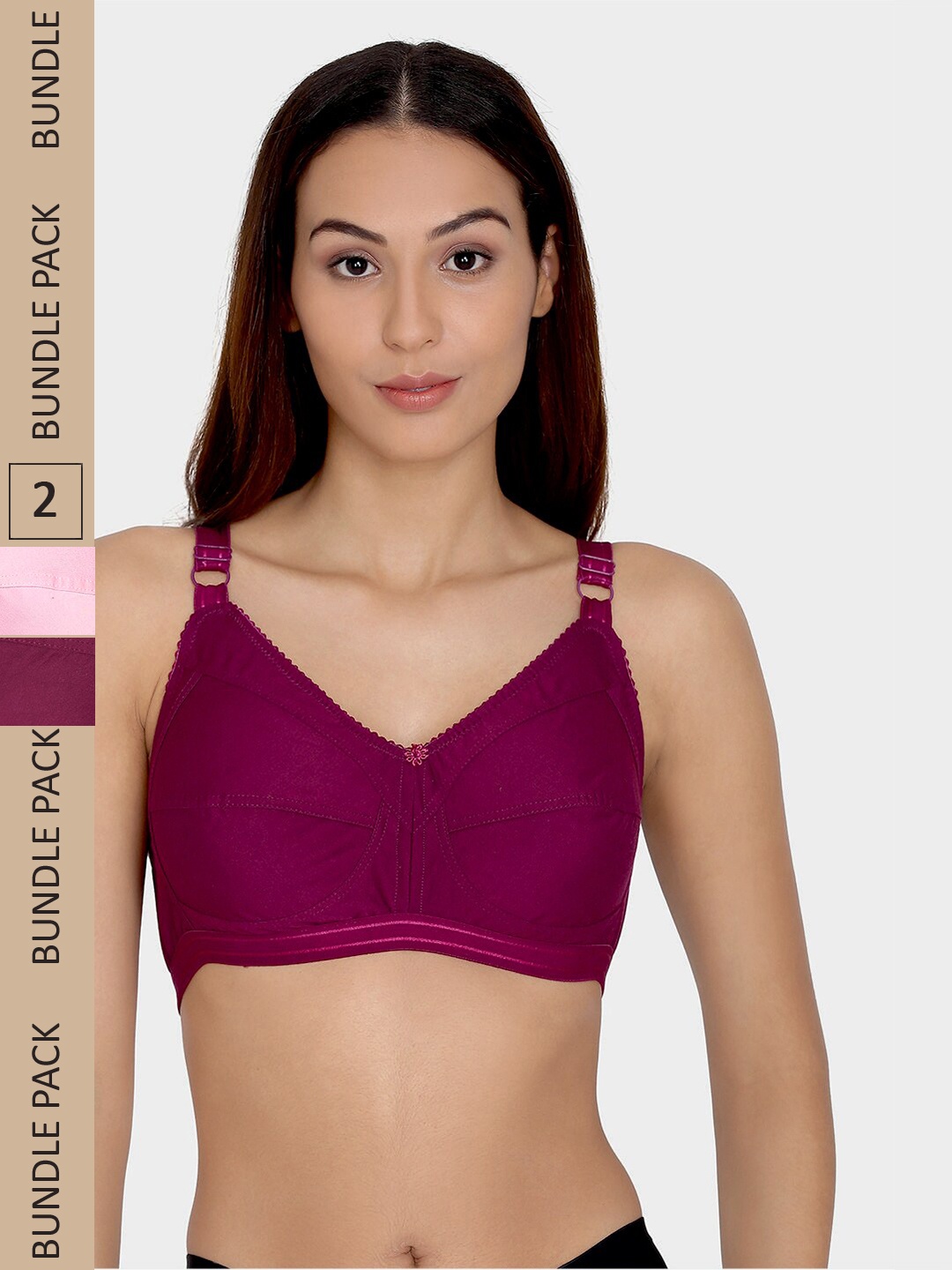 

Da Intimo Pack of 2 Cotton Full Coverage Non Underwired Bra, Purple