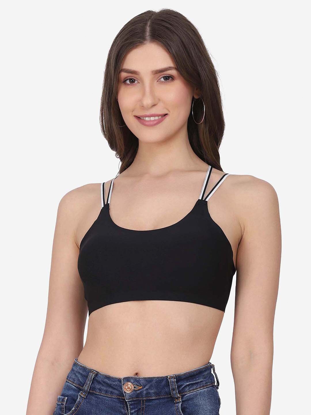 

Da Intimo Lightly Padded Non-Wired All Day Comfort Seamless Styled Back Bralette Bra, Black