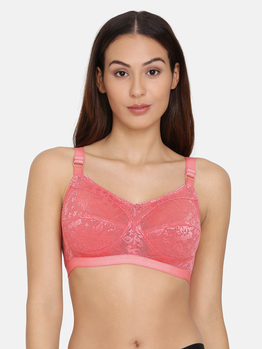 

Da Intimo Floral Non Padded Non-Wired All Day Comfort Seamless Lace Bra, Pink