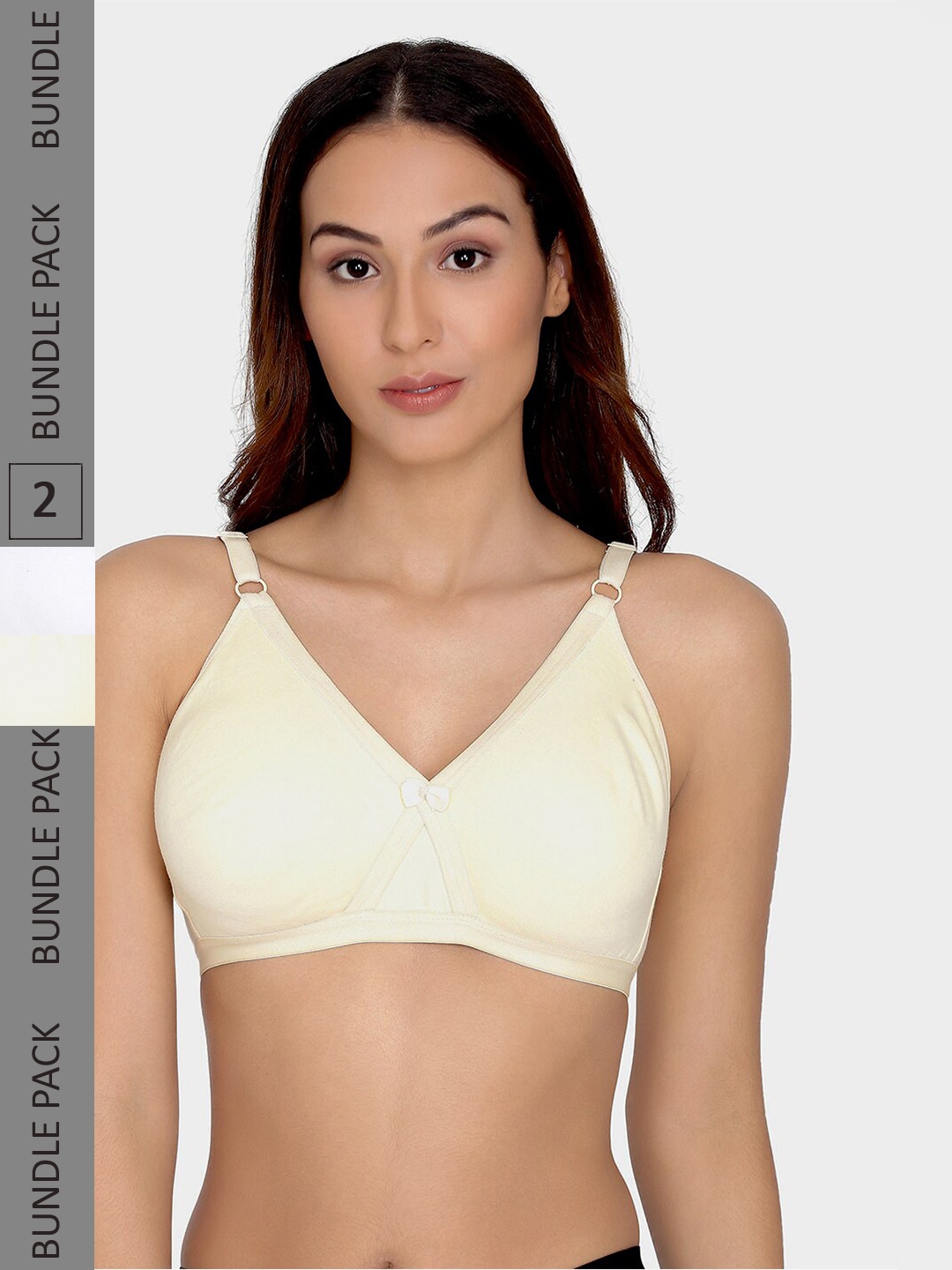 

Da Intimo Pack Of 2 Non Padded Non-Wired All Day Comfort Seamless Cotton Bra, Beige