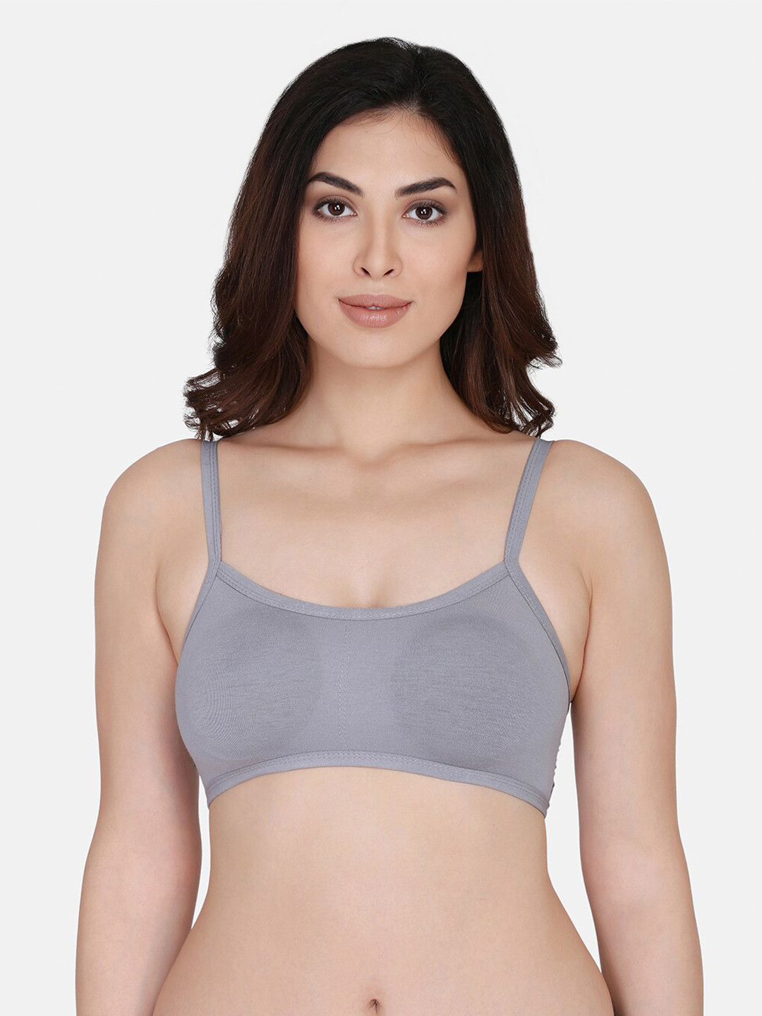 

Da Intimo Lightly Padded Non-Wired All Day Comfort Cotton Bralette Bra, Grey