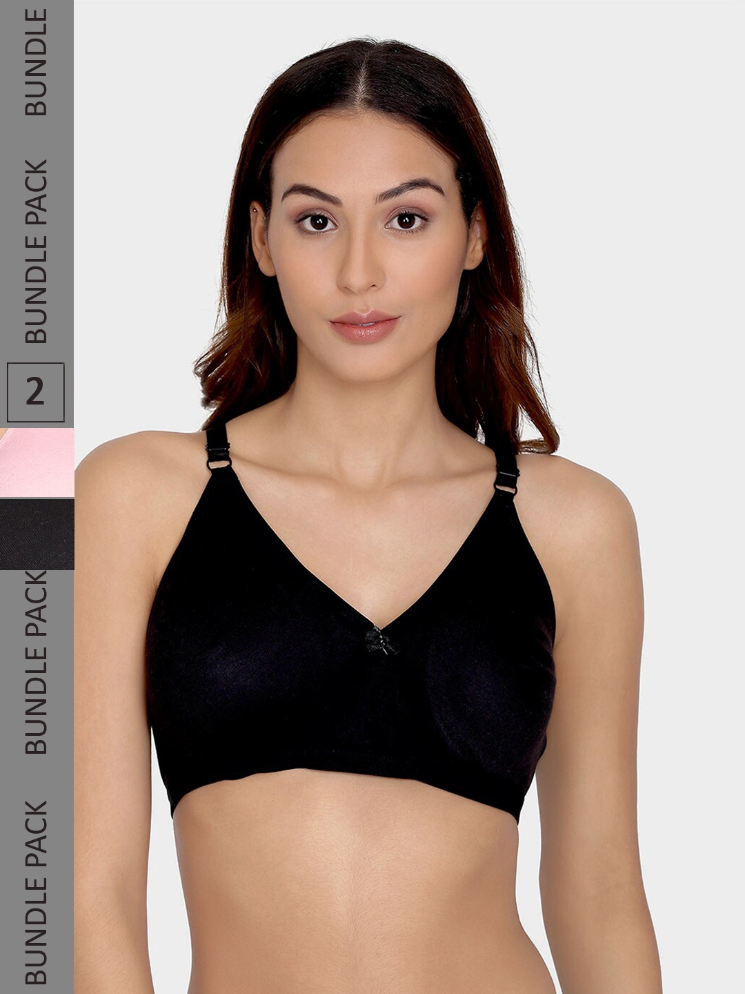 

Da Intimo Pack Of 2 Non-Padded Non-Wired All Day Comfort Cotton Minimizer Bra, Black