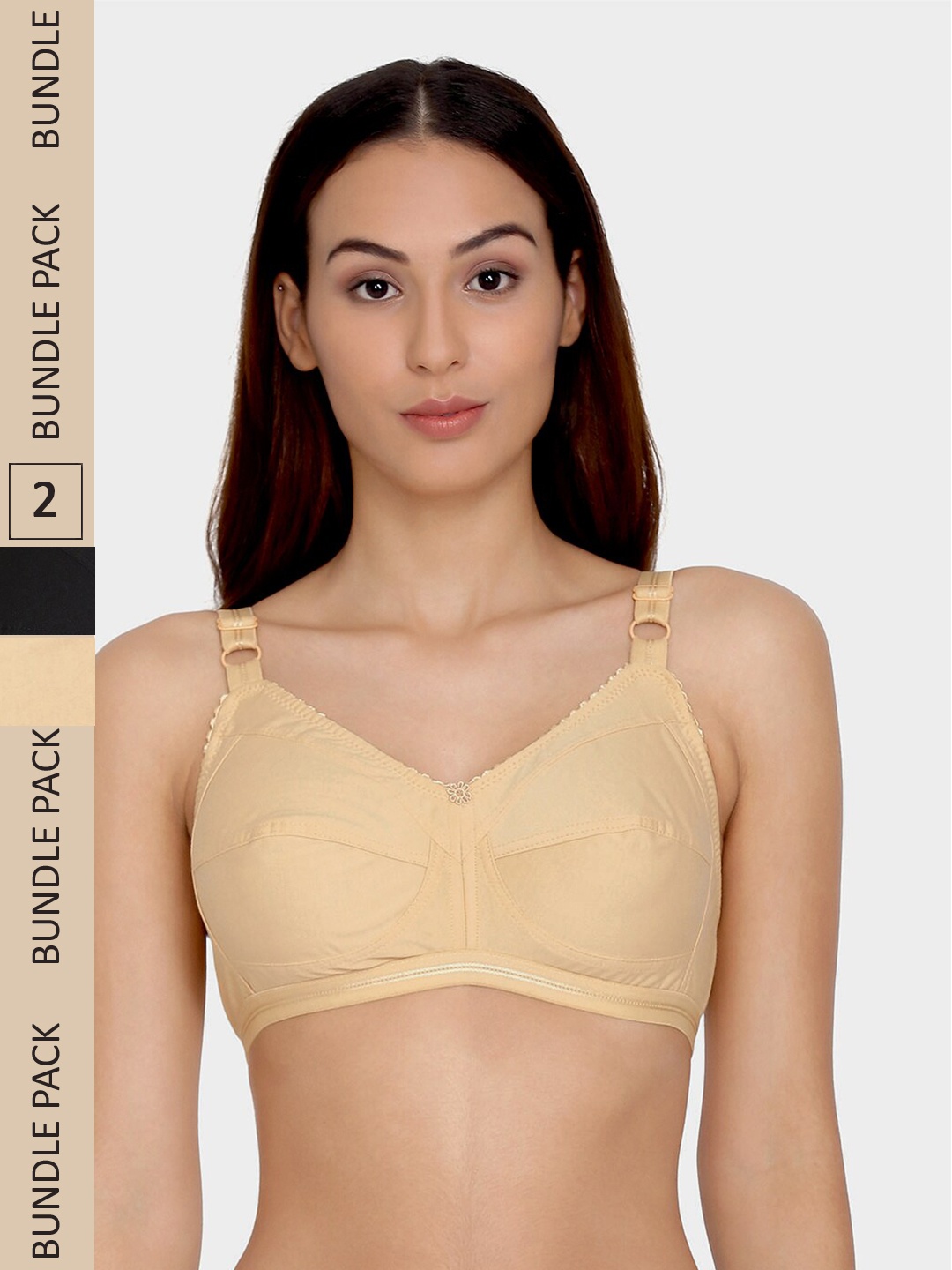 

Da Intimo Pack Of 2 Non-Padded Non-Wired Cotton Minimizer Bra, Beige