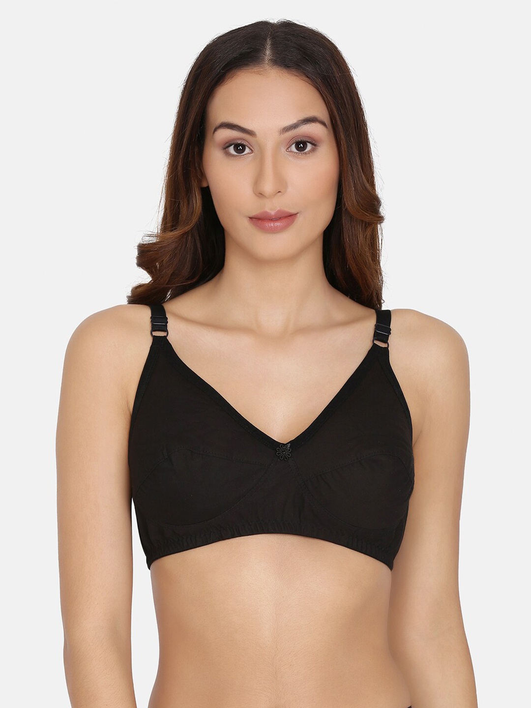 

Da Intimo Non-Padded Non-Wired All Day Comfort Cotton Minimizer Bra, Black