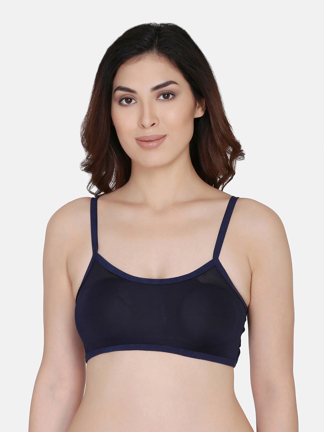 

Da Intimo Full Coverage Lightly Padded Cotton Bralette Bra, Navy blue