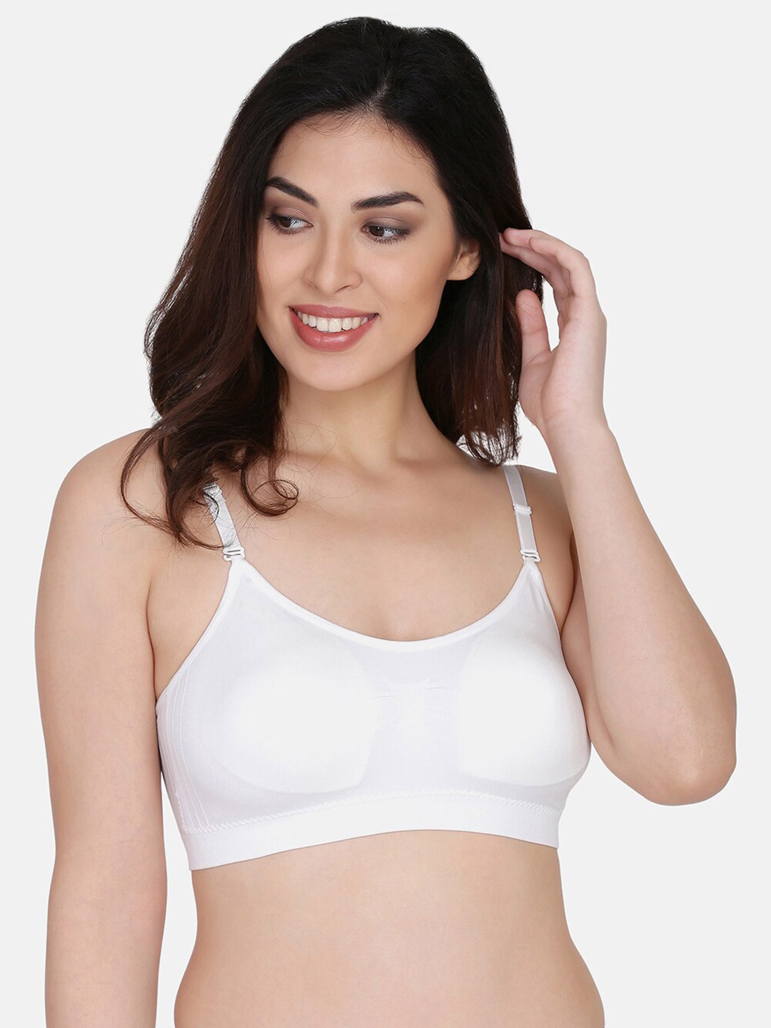 

Da Intimo Lightly Padded Non-Wired All Day Comfort Seamless Bralette Bra, White