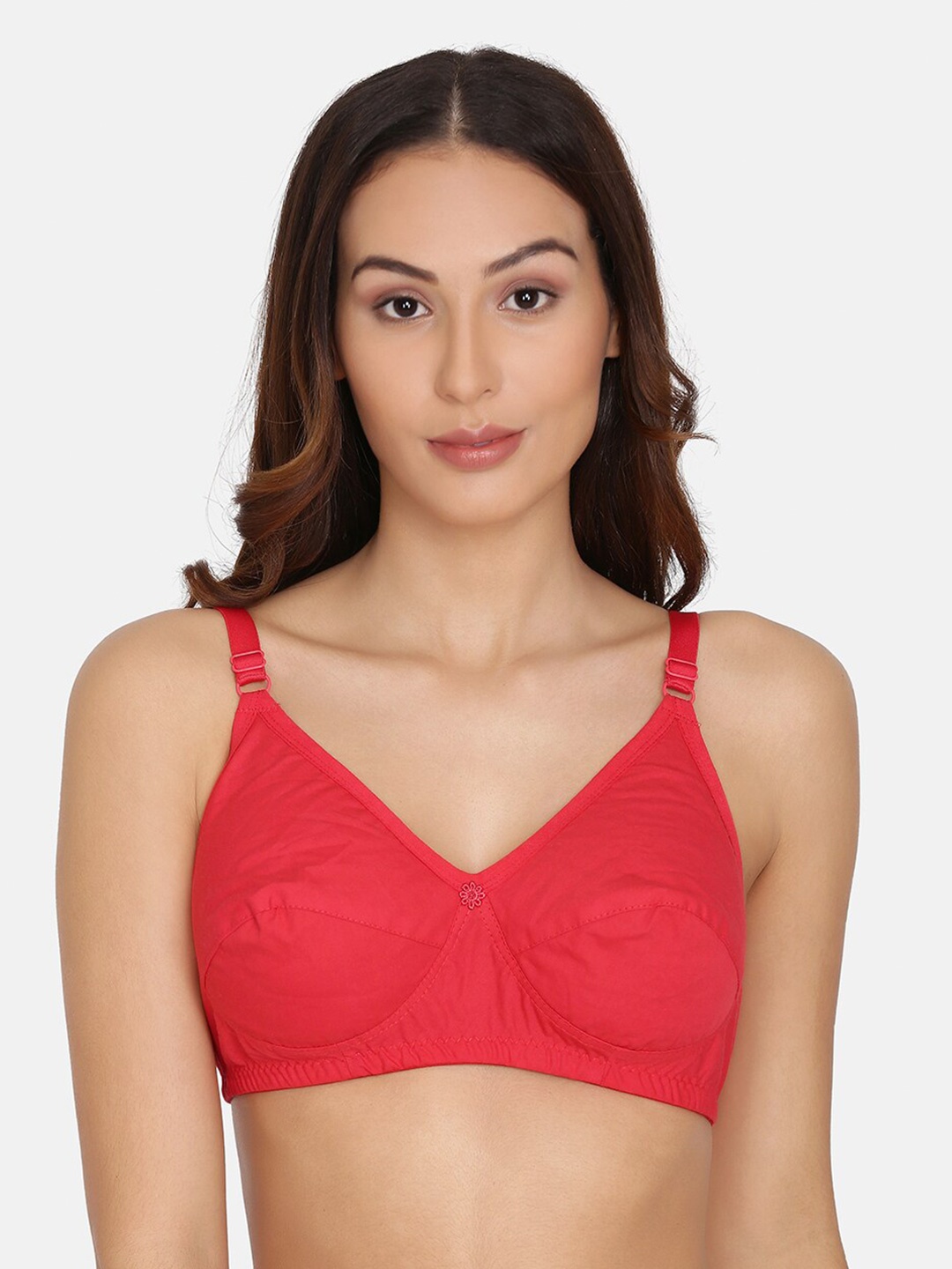 

Da Intimo Full Coverage Non Padded Non Underwired Cotton Everyday Bra, Red