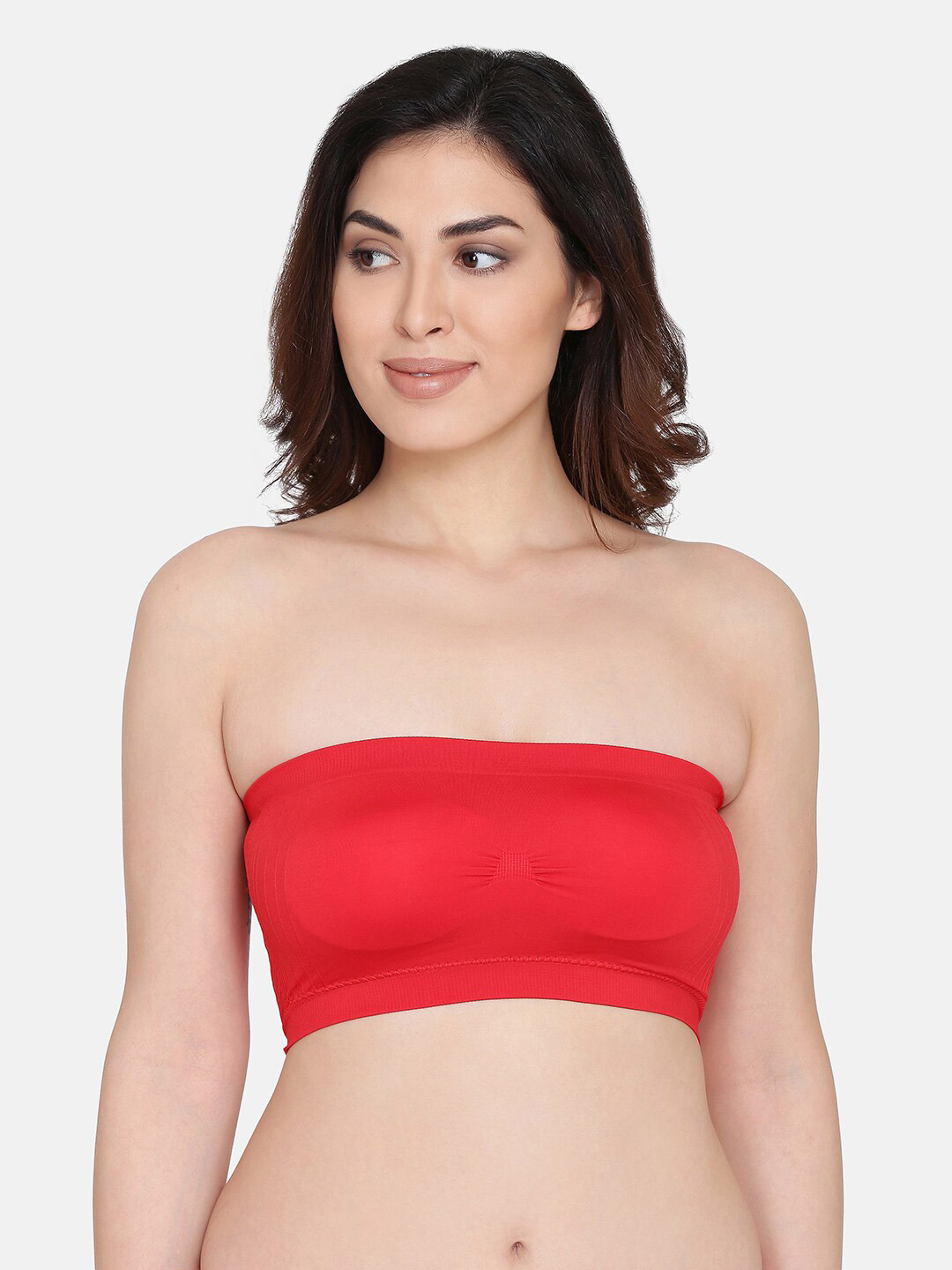 

Da Intimo Lightly Padded Non-Wired Strapless All Day Comfort Seamless Tube Bandeau Bra, Red
