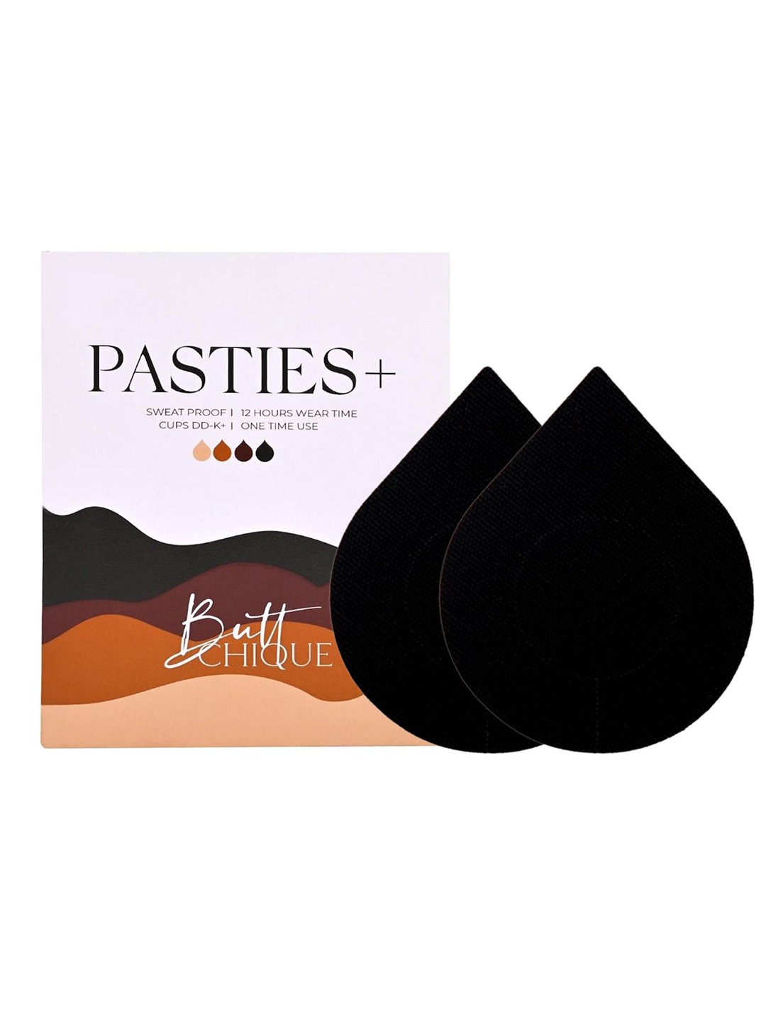 

Butt-Chique Set Of 10 Black Solid Sweat Proof Cotton Nipple Pasties Plus