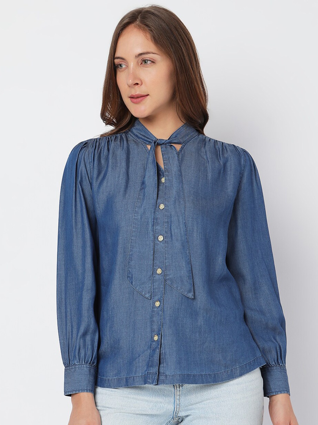 

Vero Moda Regular Fit Spread Collar Casual Shirt, Blue