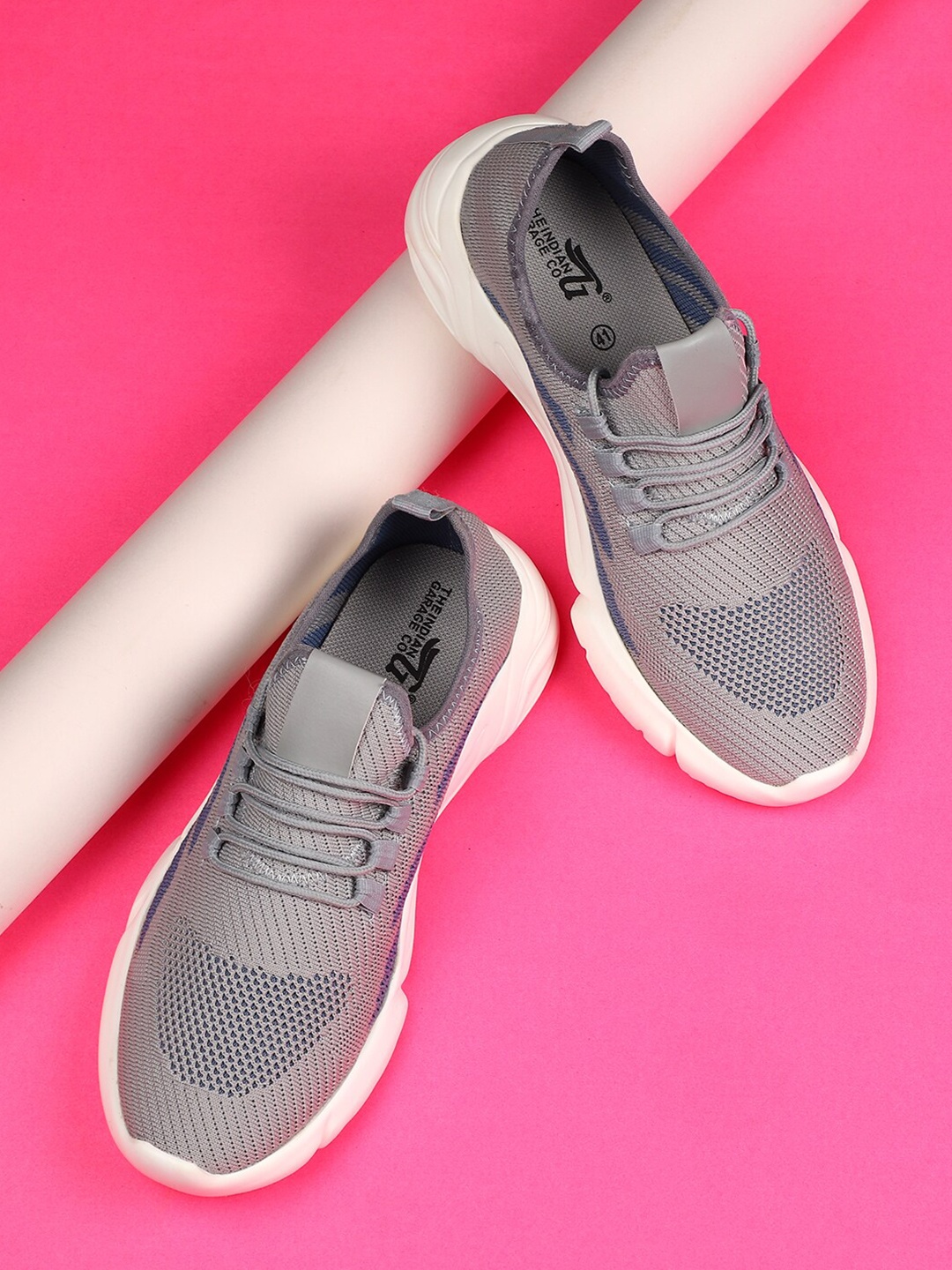 

The Indian Garage Co Men Lace-Up Flyknit Walking Shoes, Grey