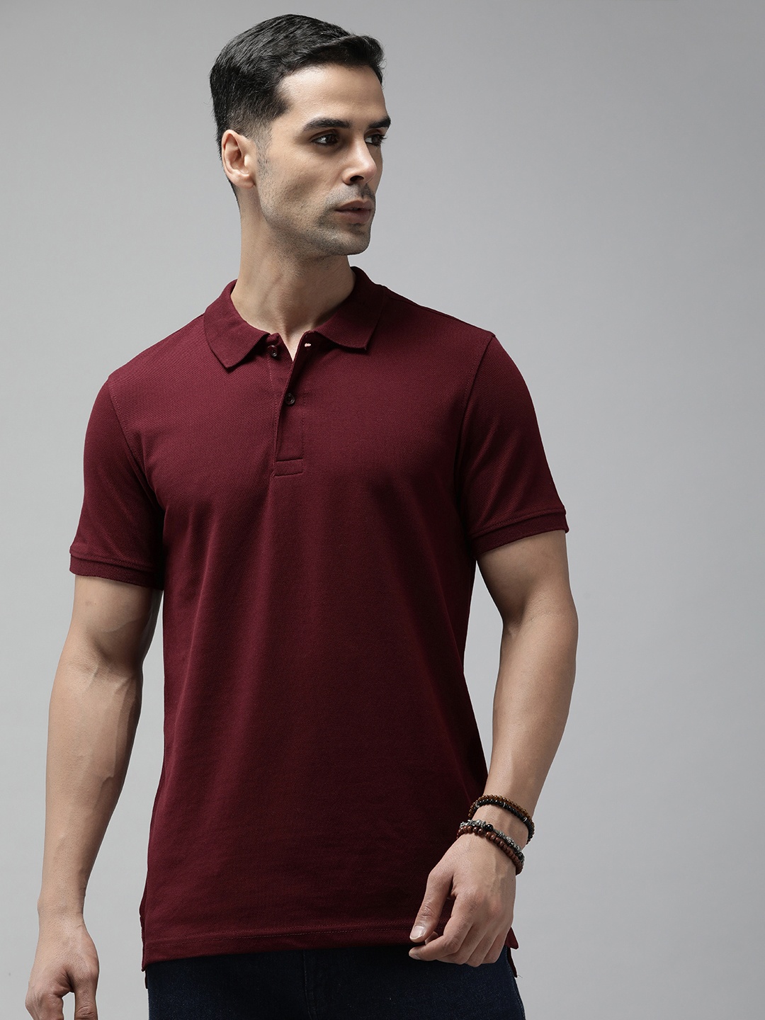 

Roadster Men Polo Collar T-shirt, Maroon