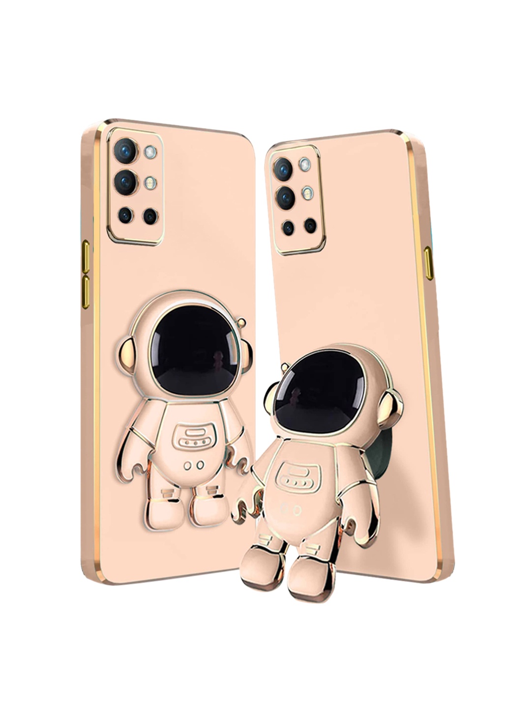 

Karwan OnePlus 9R Back Cover With Astronaut Holster Stand, Pink