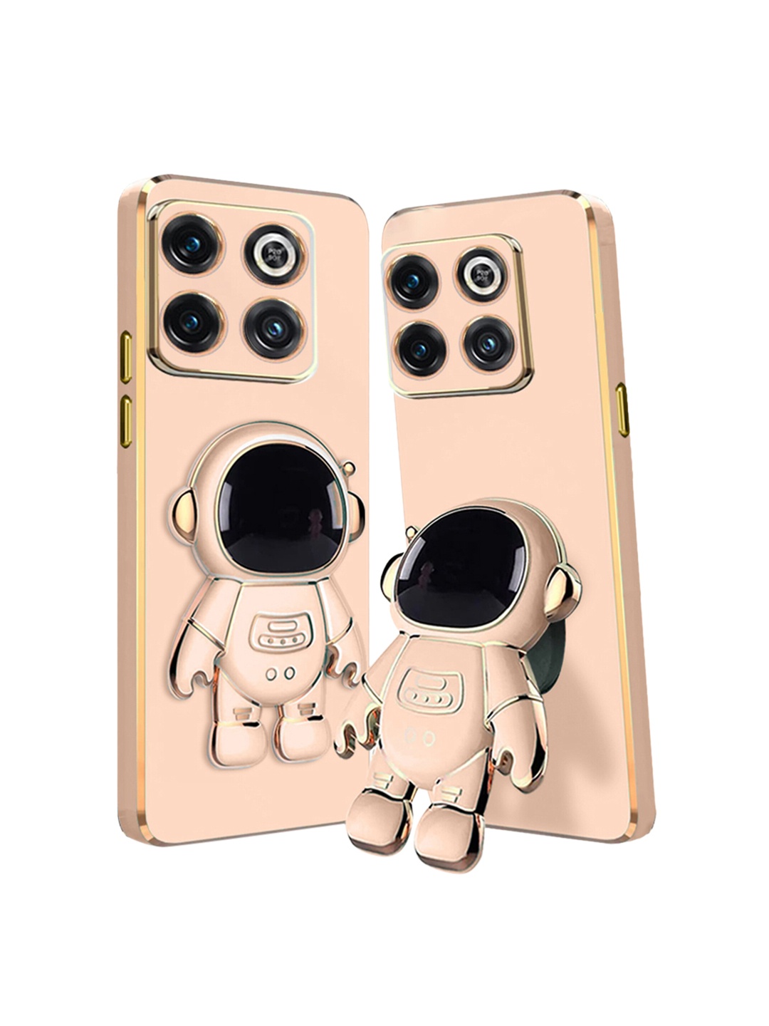 

Karwan OnePlus 10T Back Cover With Astronaut Holster Stand, Peach