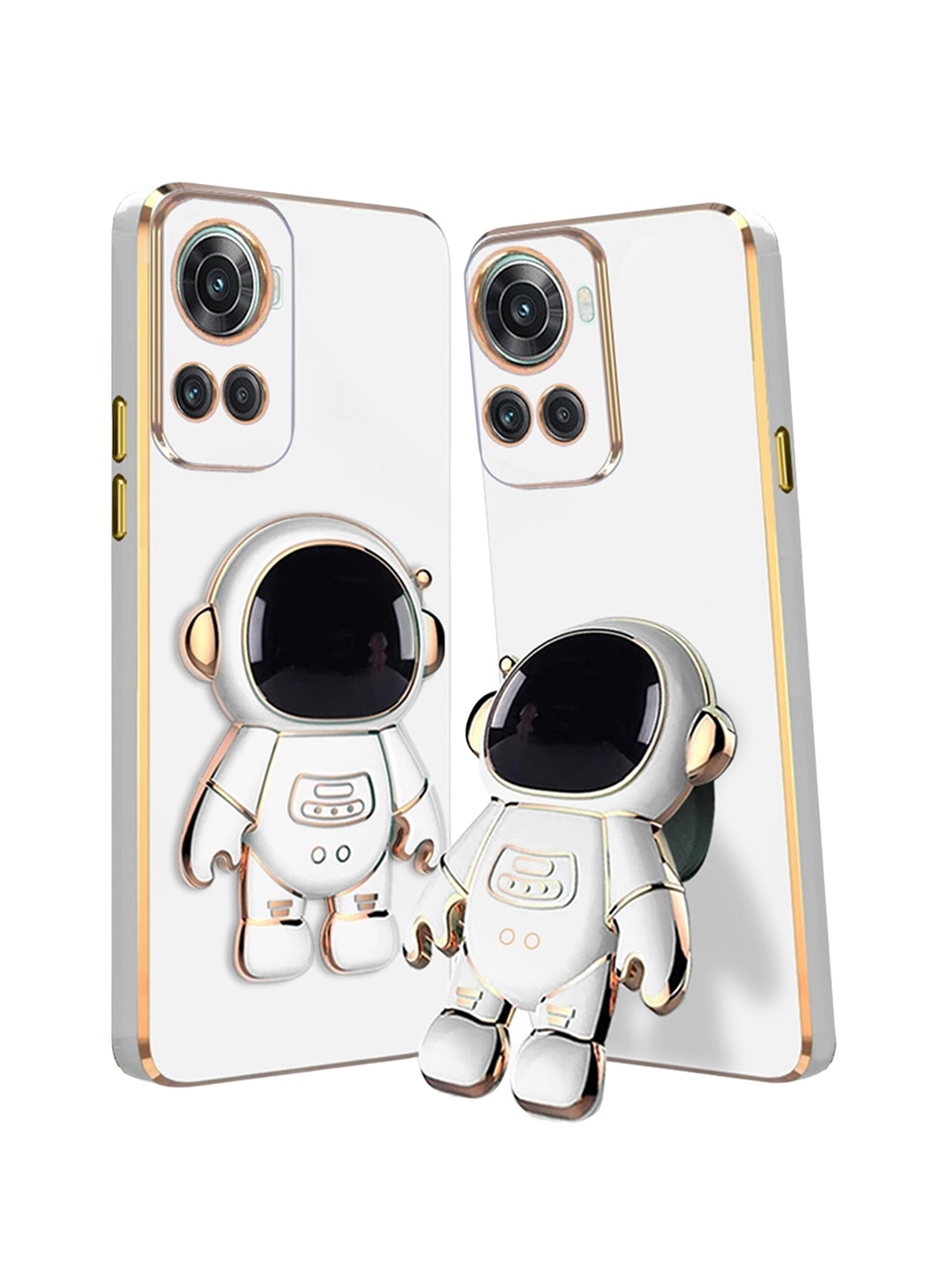 

Karwan OnePlus 10R Mobile Phone Back Cover With Astronaut Holster Stand, White