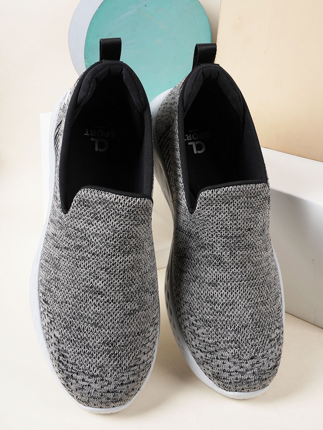 

Carlton London sports Men Woven Design Lightweight Slip-On Sneakers, Grey