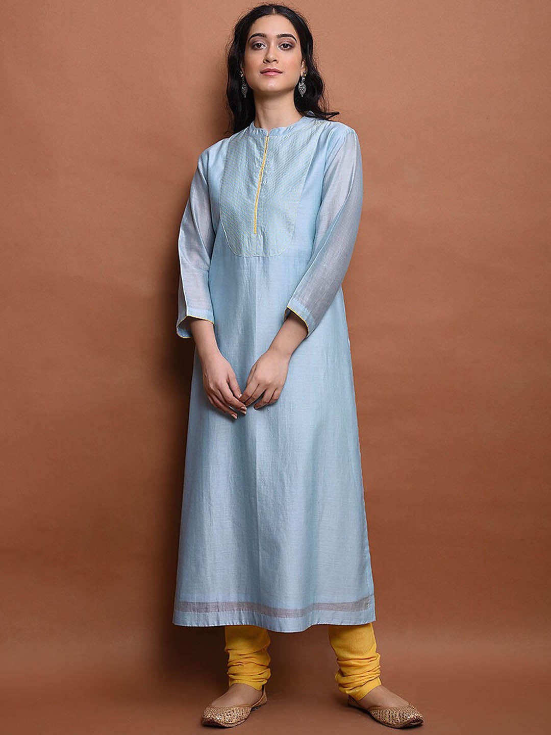 

SMRITI GUPTA Thread Work Chanderi Cotton Kurta with Churidar, Blue