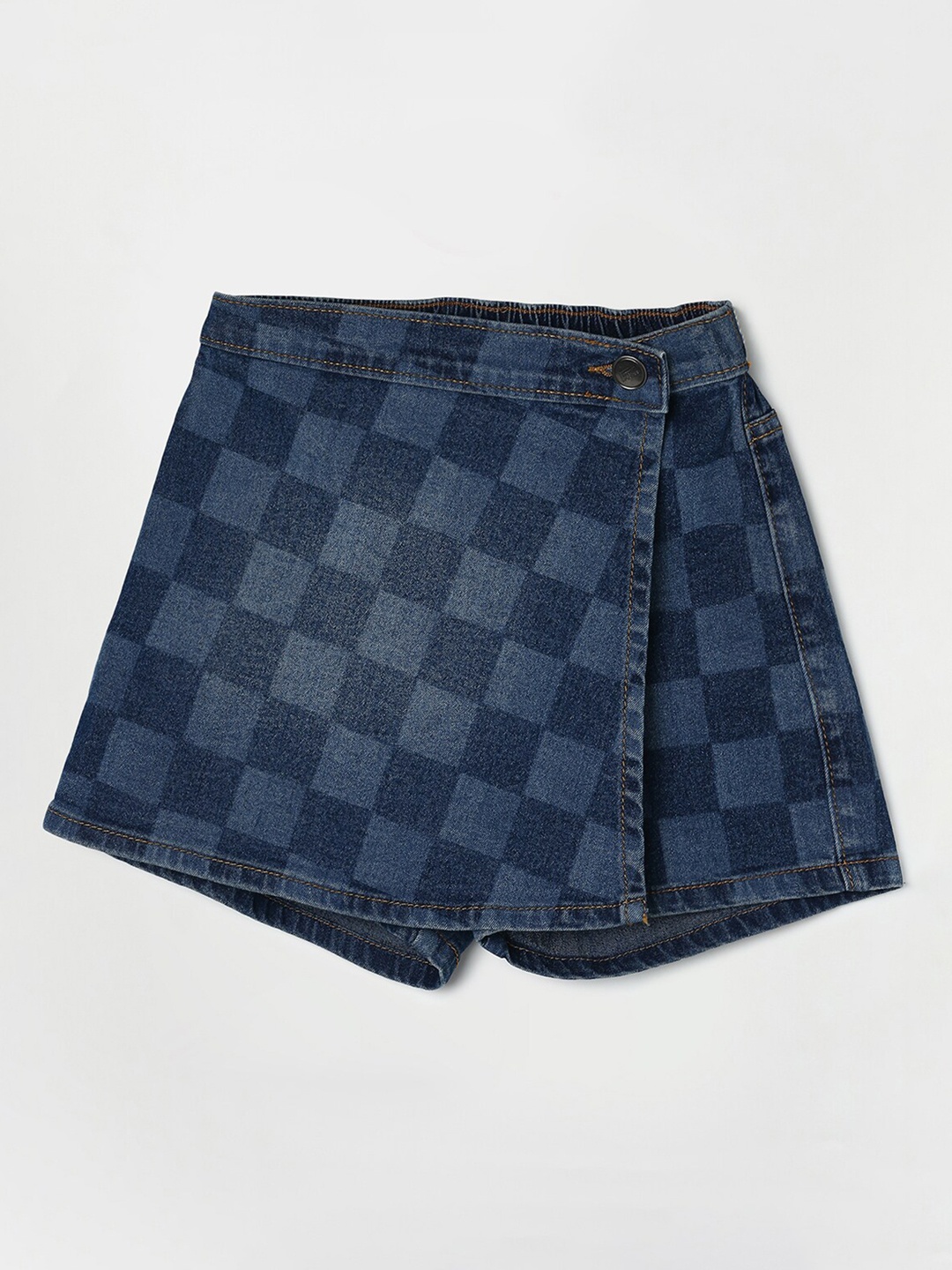 

Fame Forever by Lifestyle Girls Checked Denim Skorts, Blue