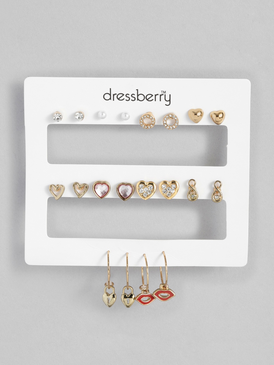 

DressBerry Set of 10 Earrings, Gold
