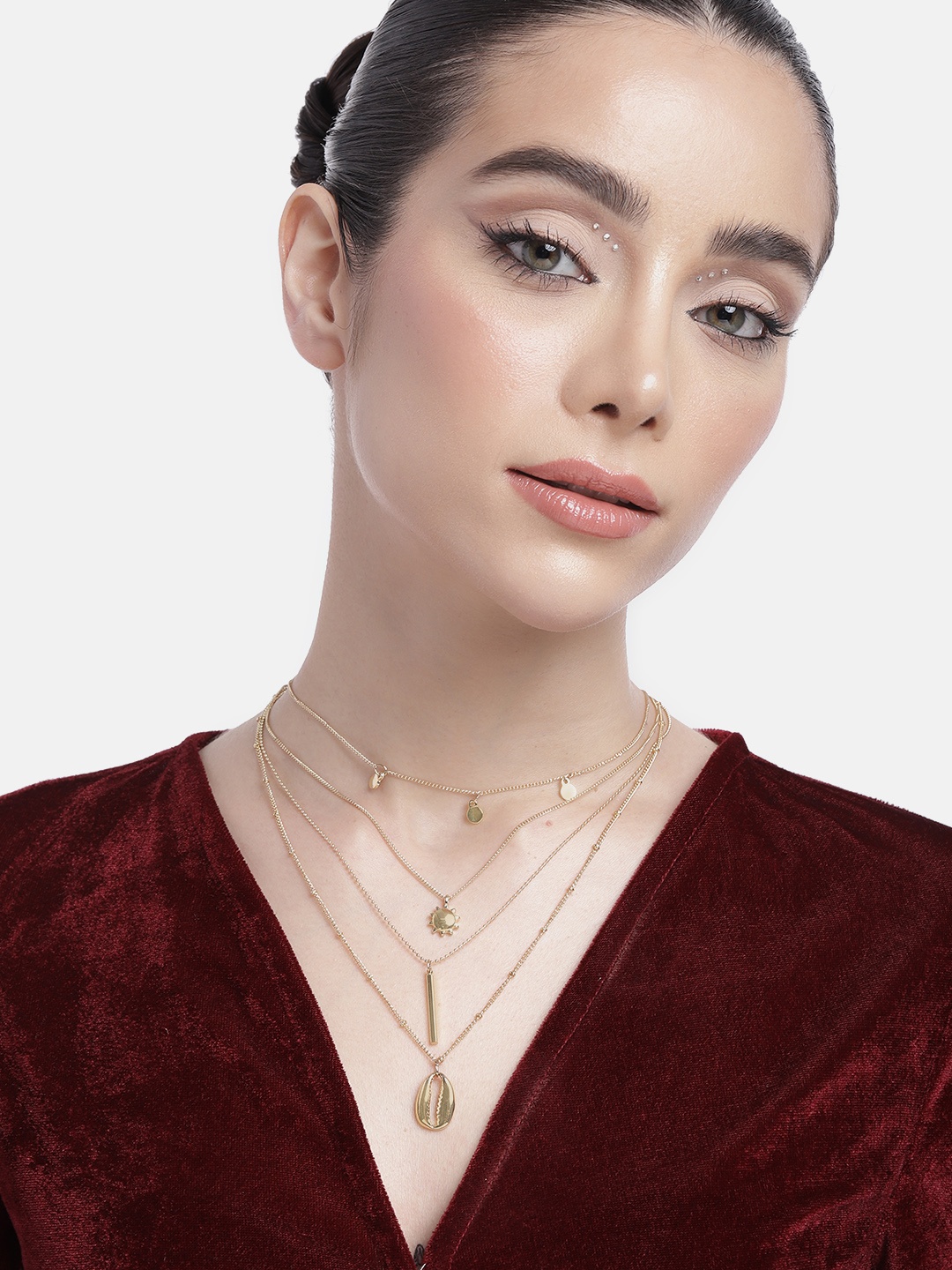 

DressBerry Women Four Layered Necklace, Gold