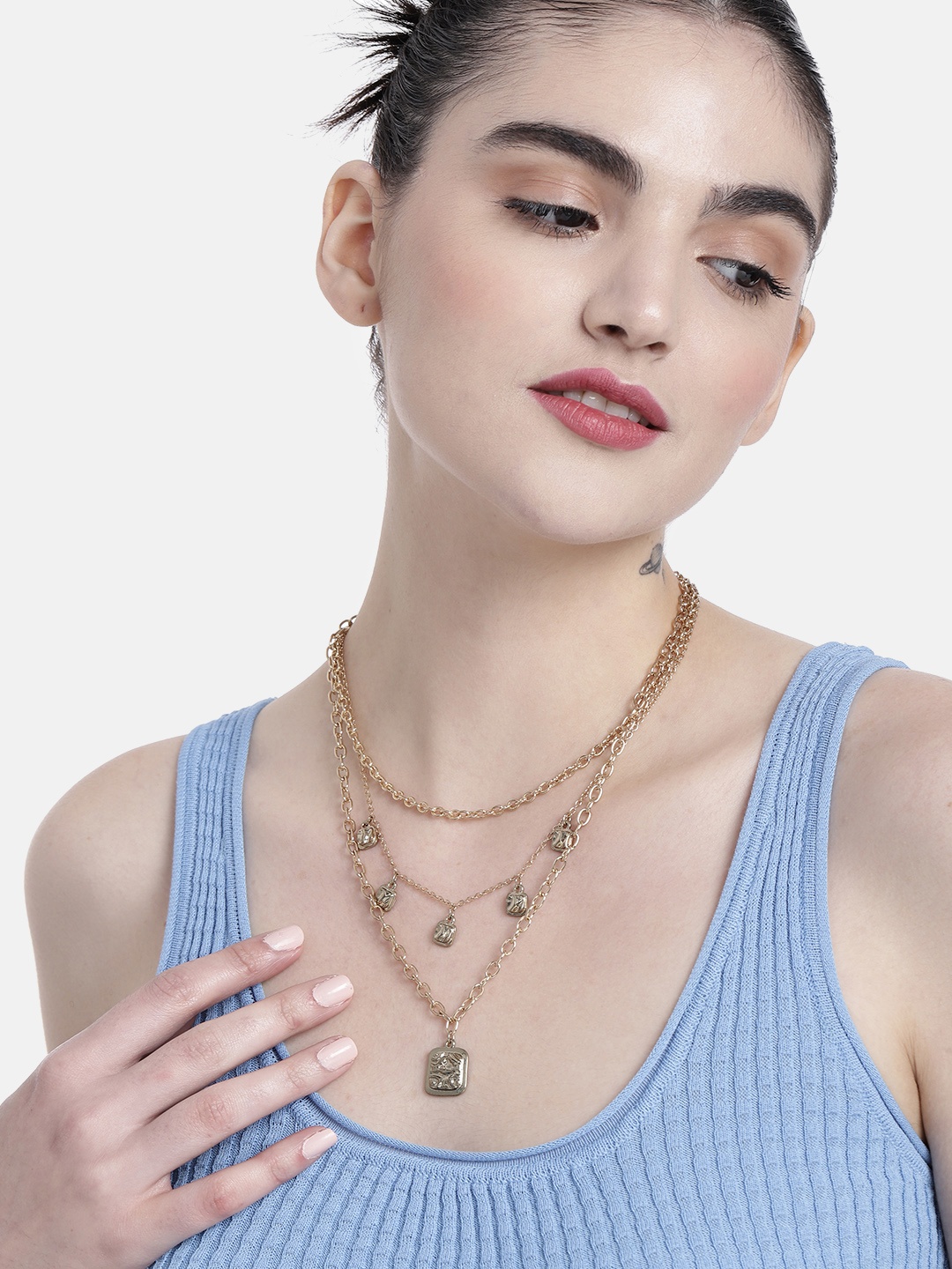 

DressBerry Women 3-Layered Necklace, Gold