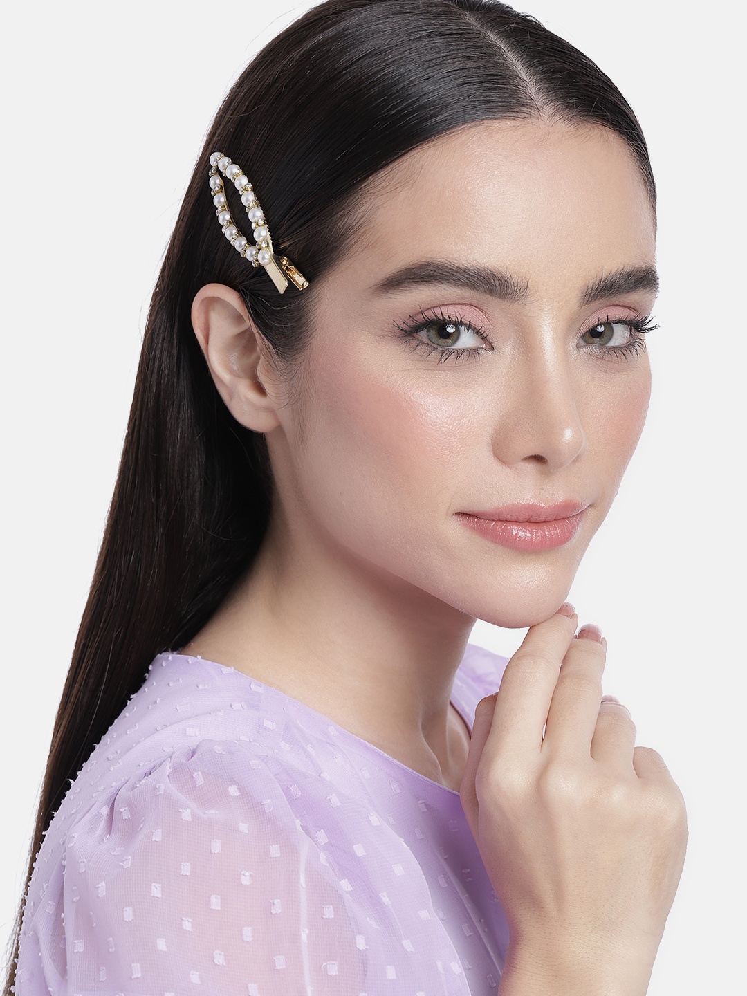 

DressBerry Women Set of 2 Embellished Alligator Hair Clip, Gold