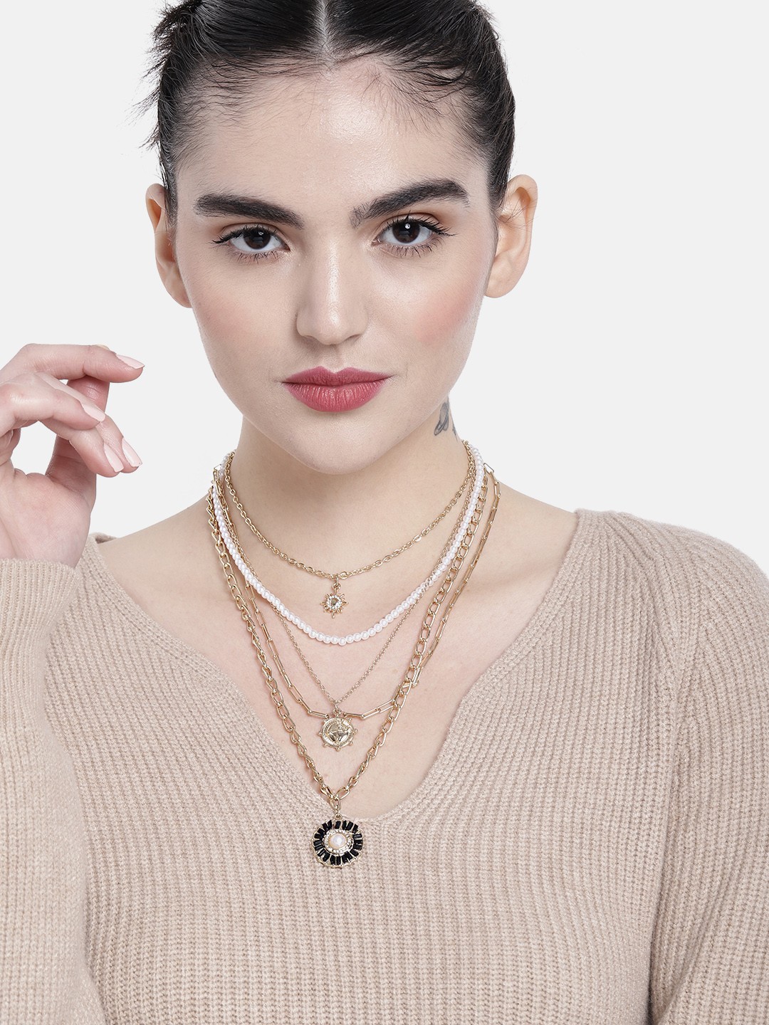 

DressBerry Multi-Layered Queenly Divine Necklace, Gold