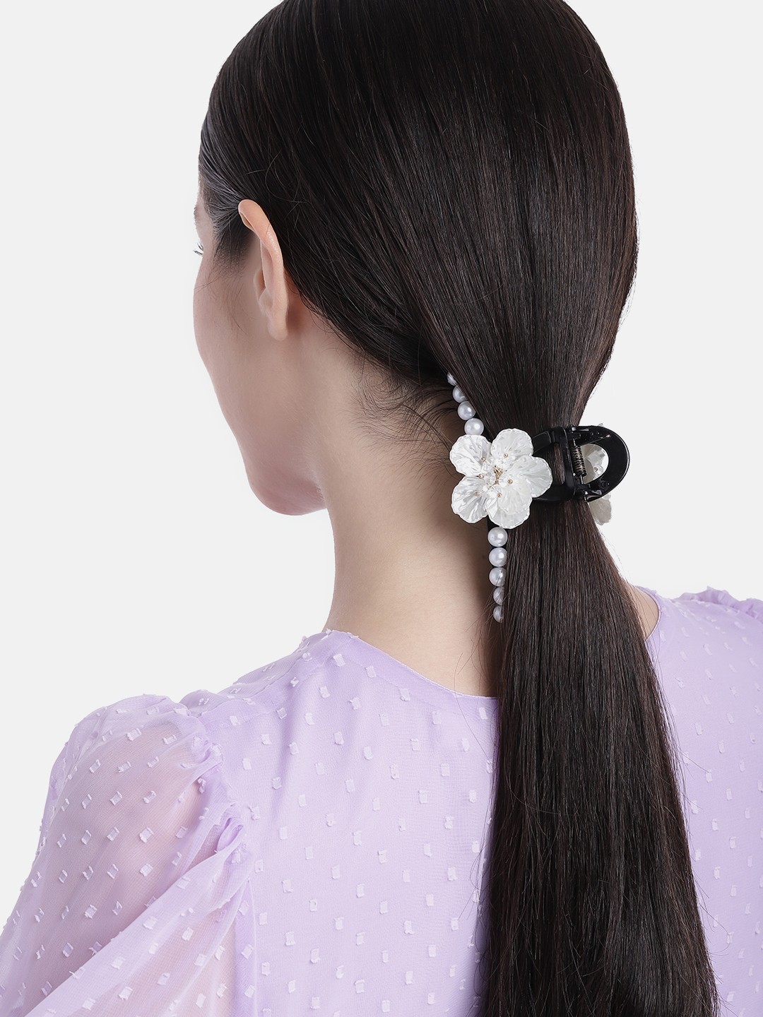 

DressBerry Women Floral Embellished Claw Clip, Black