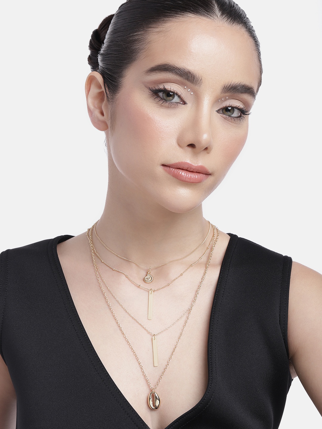 

DressBerry Women Four Layered Necklace, Gold