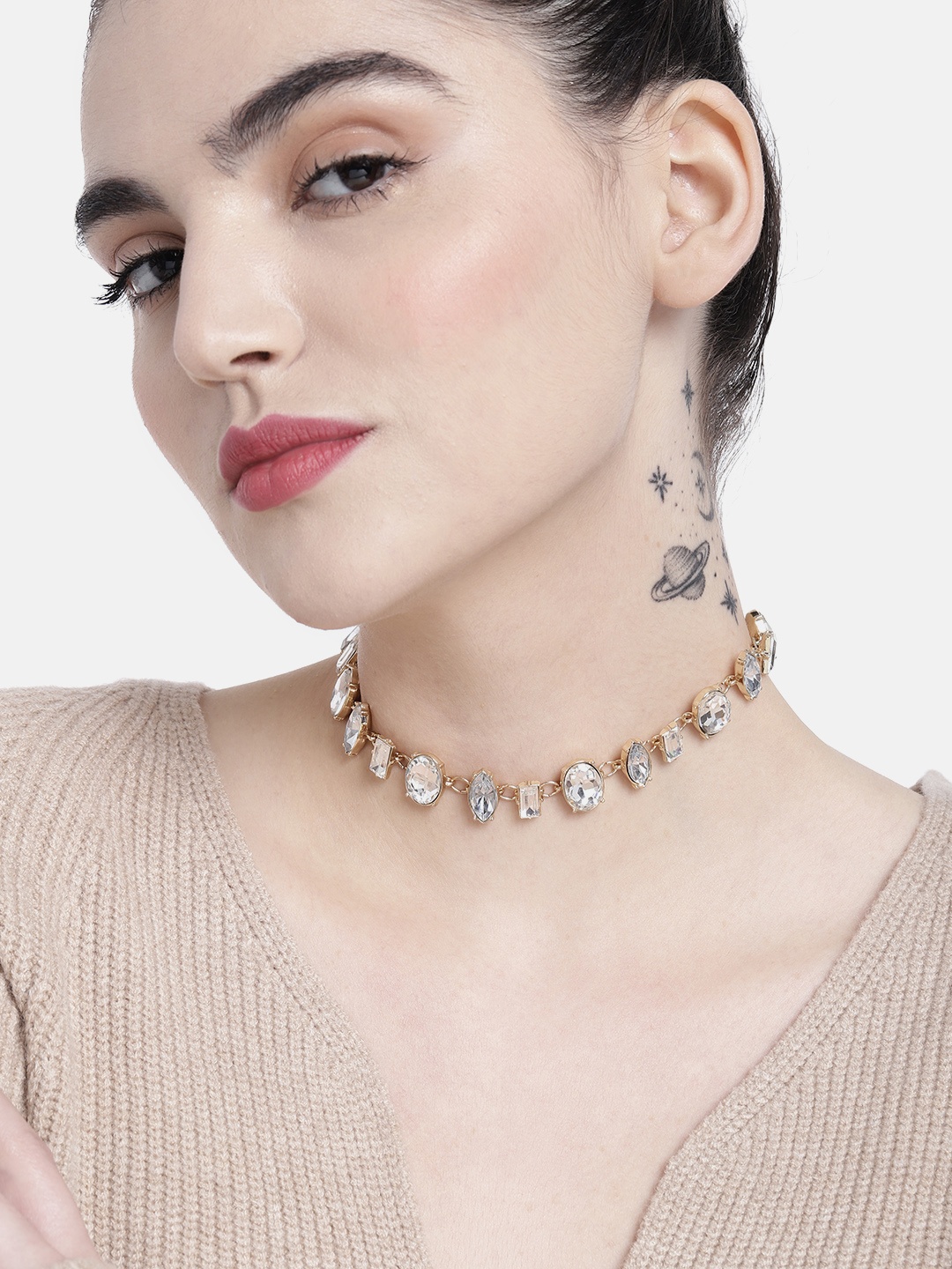 

DressBerry Studded Statement Necklace, Gold