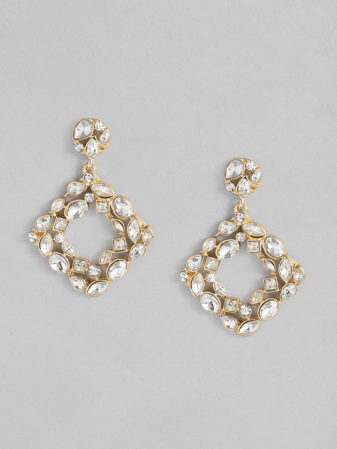 

DressBerry Embellished Geometric-Shaped Drop Earrings, Gold